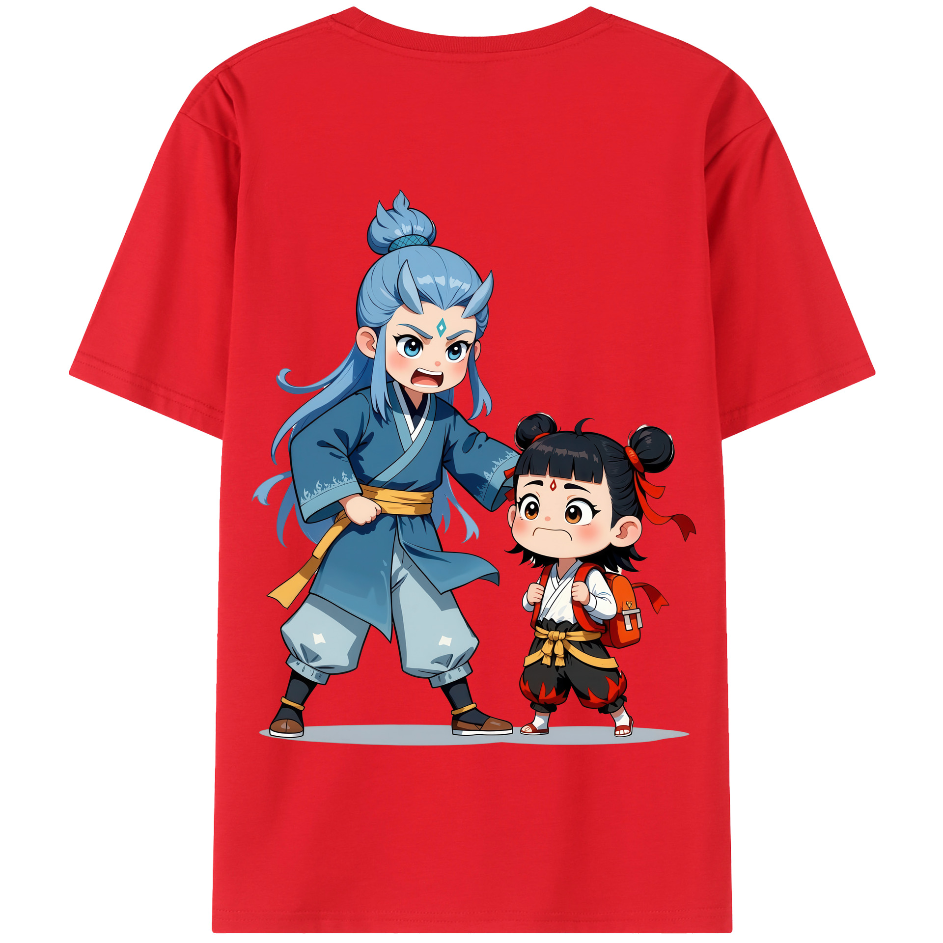 （画像用） Ne Zha 2 ナタ 魔童の大暴れ 綿100％半袖Tシャツ（背面プリント）