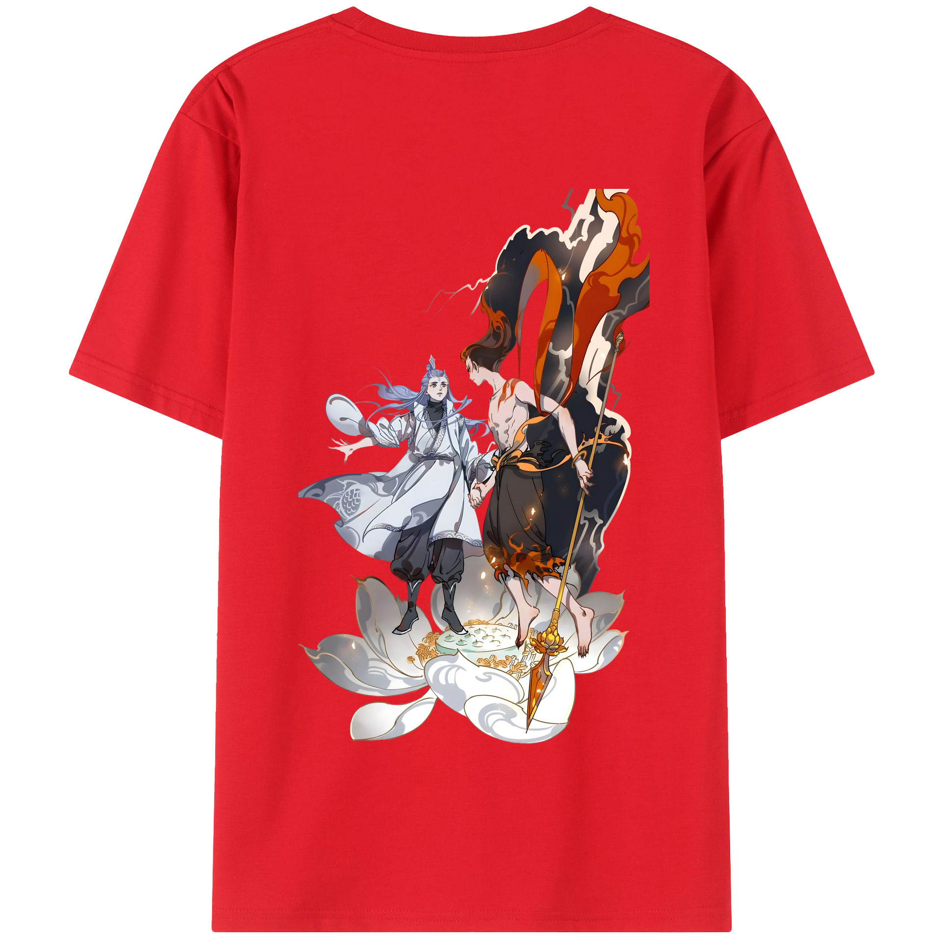 （画像用） Ne Zha 2 ナタ 魔童の大暴れ 綿100％半袖Tシャツ（背面プリント）