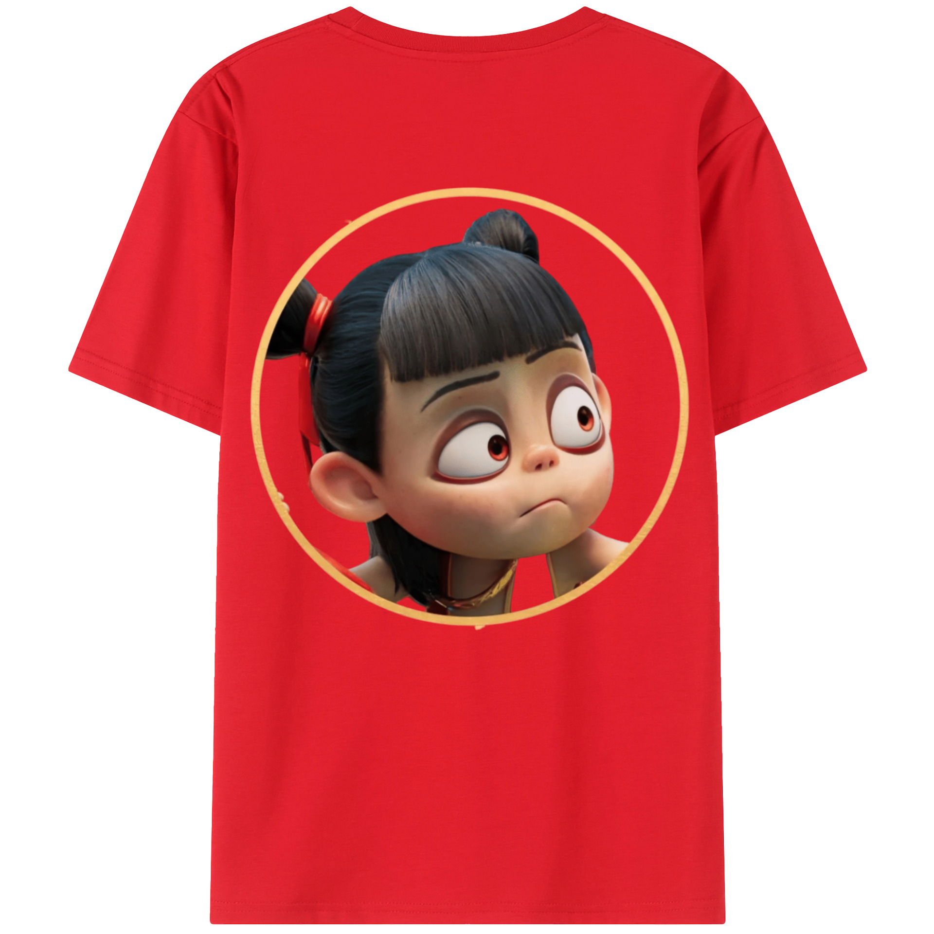 （画像用） Ne Zha 2 ナタ 魔童の大暴れ 綿100％半袖Tシャツ（背面プリント）