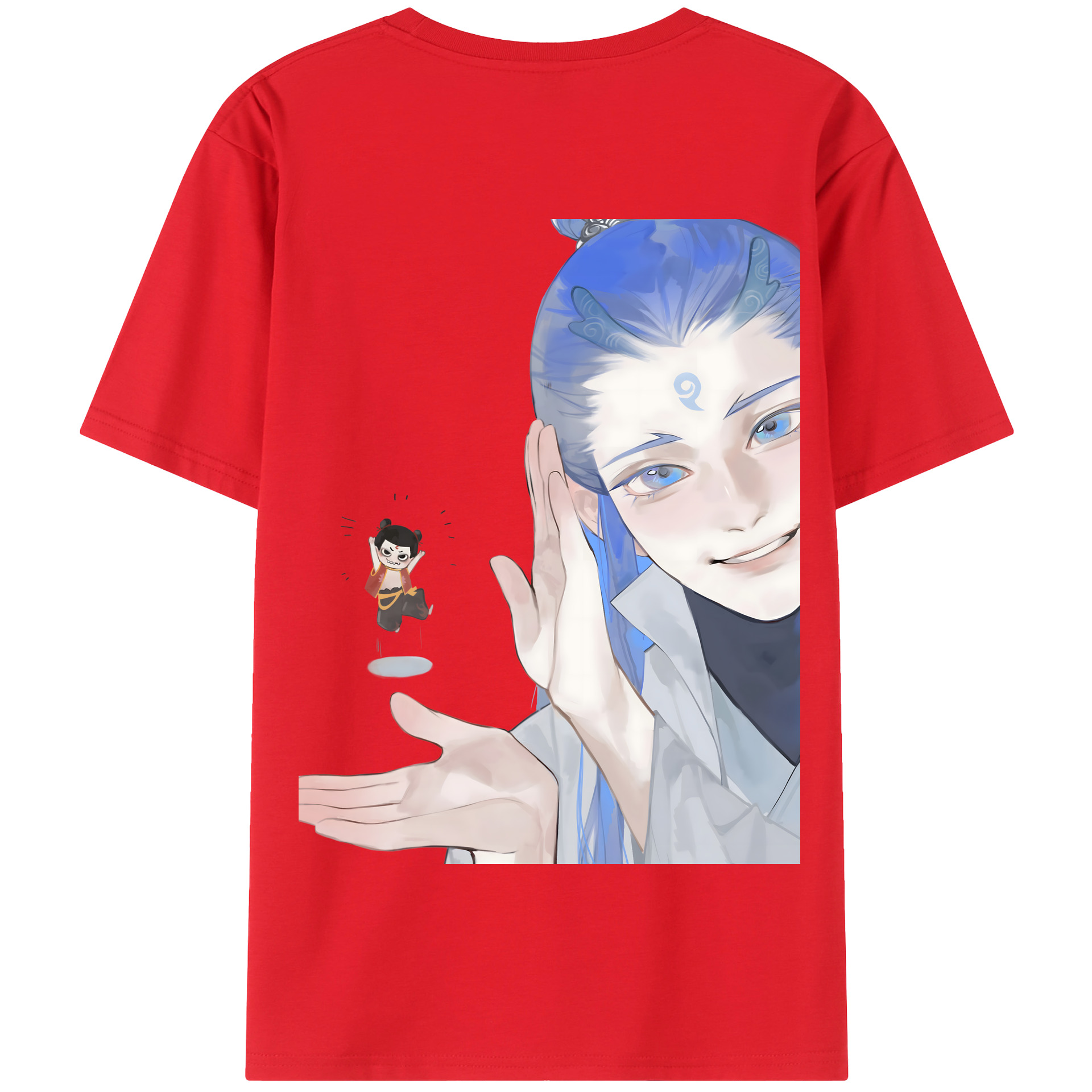 （画像用） Ne Zha 2 ナタ 魔童の大暴れ 綿100％半袖Tシャツ（背面プリント）