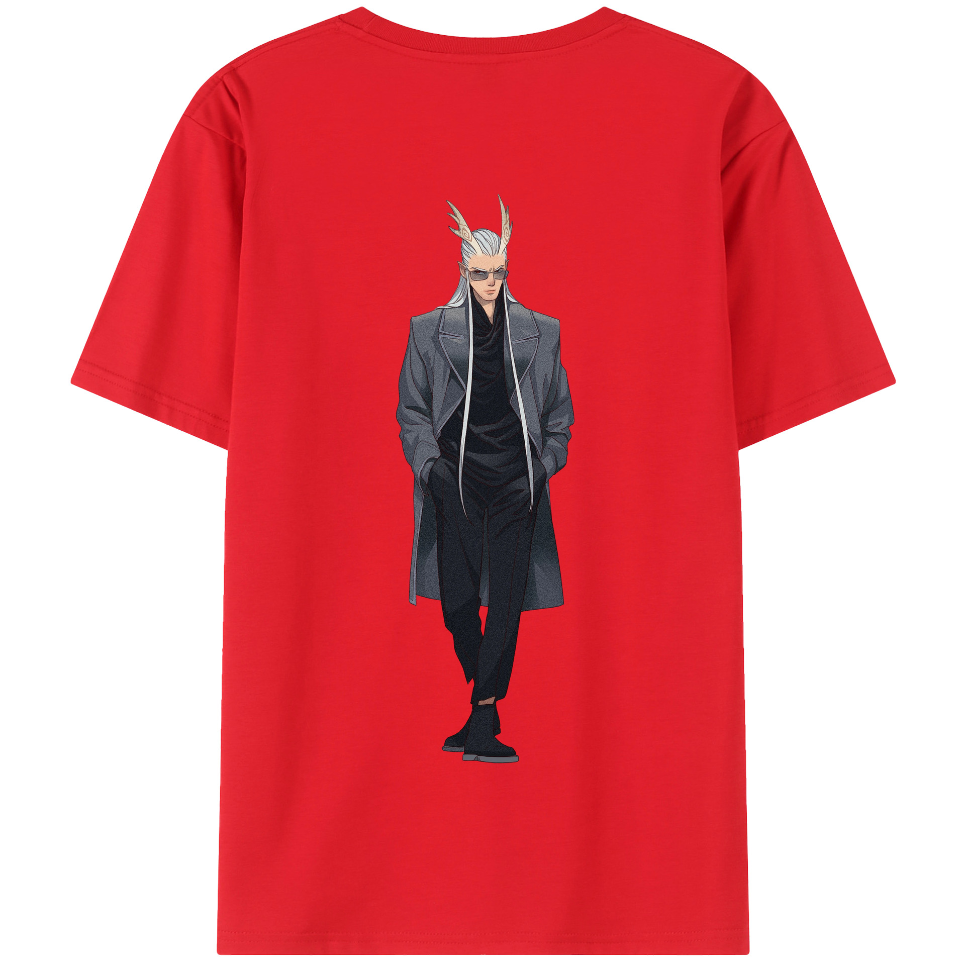 （画像用） Ne Zha 2 ナタ 魔童の大暴れ 綿100％半袖Tシャツ（背面プリント）