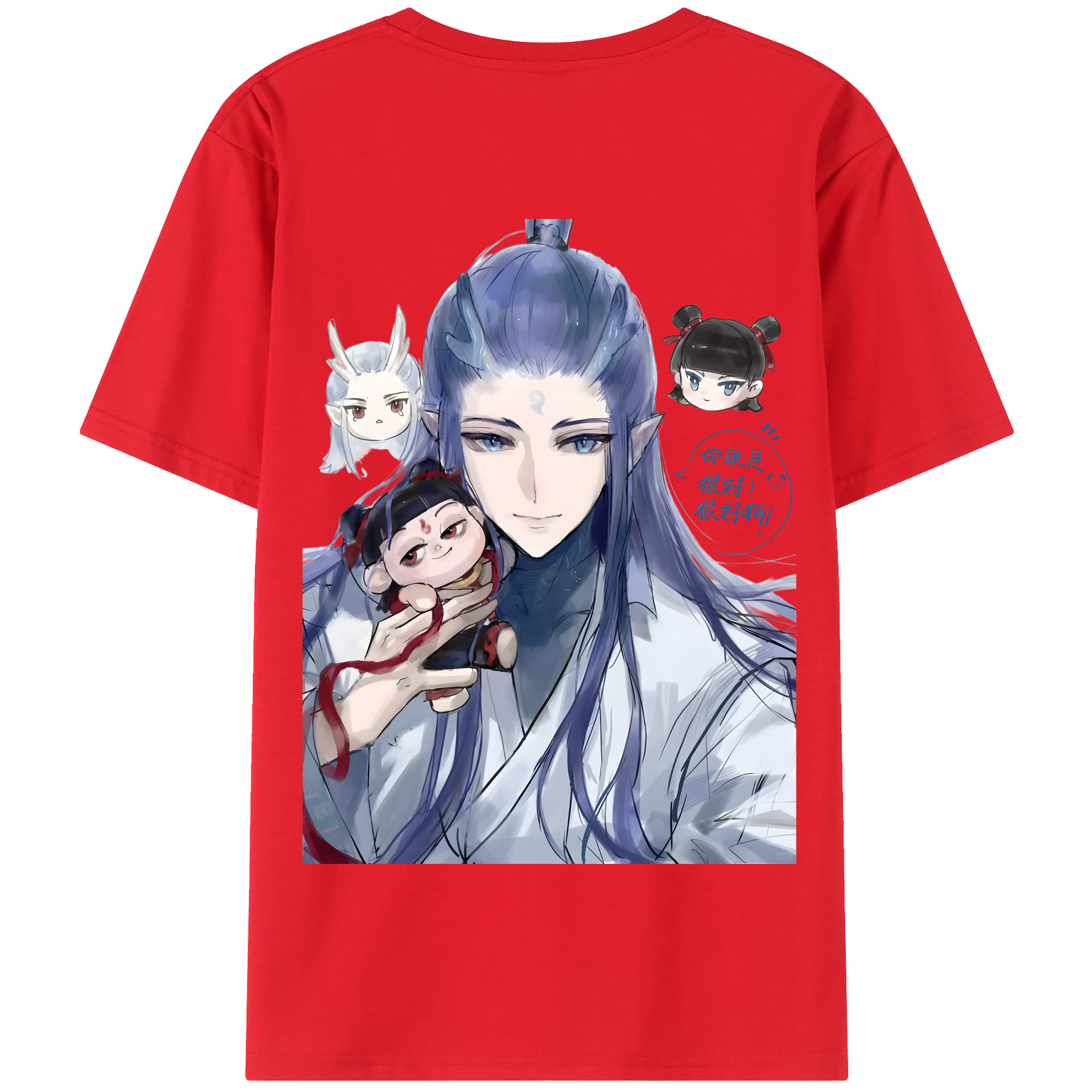 （画像用） Ne Zha 2 ナタ 魔童の大暴れ 綿100％半袖Tシャツ（背面プリント）