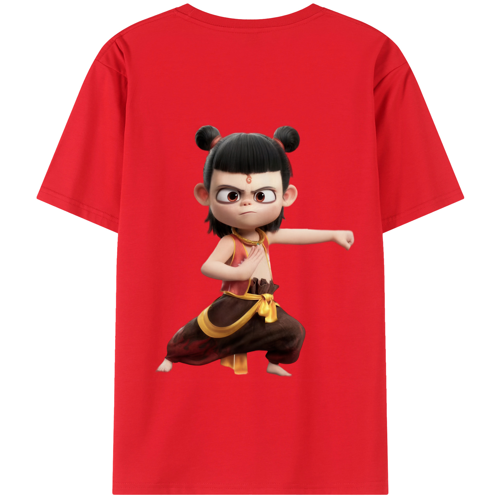 （画像用） Ne Zha 2 ナタ 魔童の大暴れ 綿100％半袖Tシャツ（背面プリント）