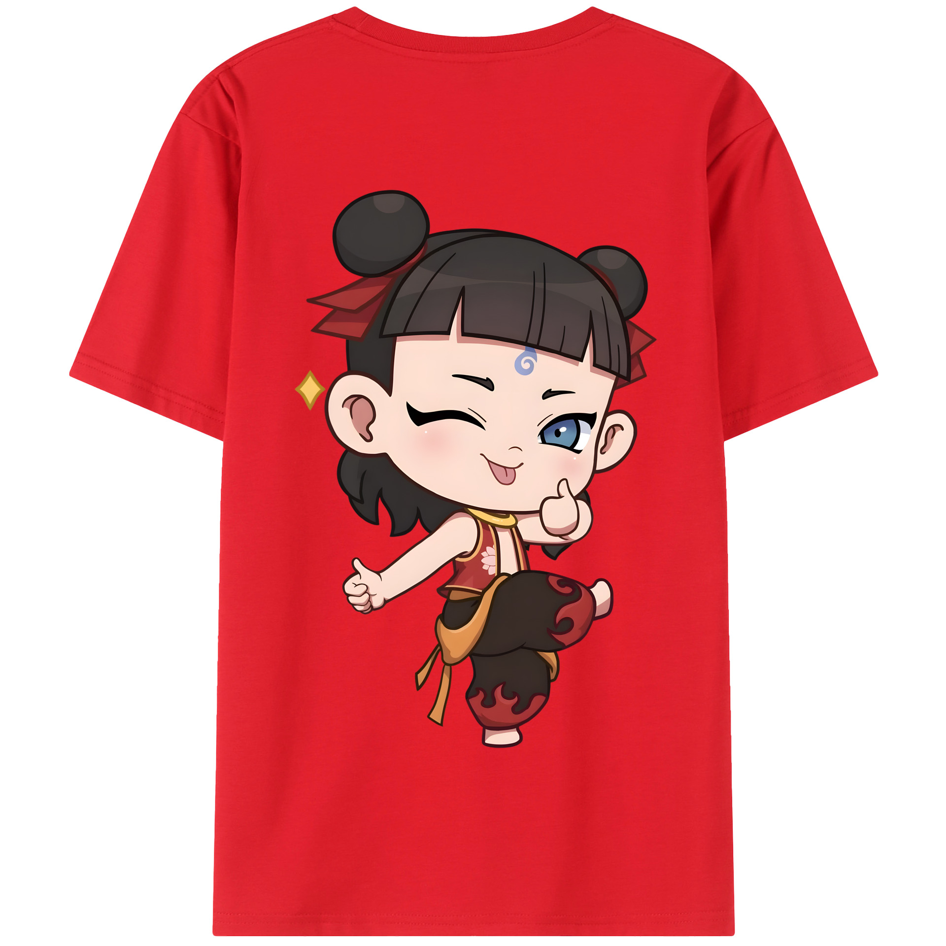 （画像用） Ne Zha 2 ナタ 魔童の大暴れ 綿100％半袖Tシャツ（背面プリント）