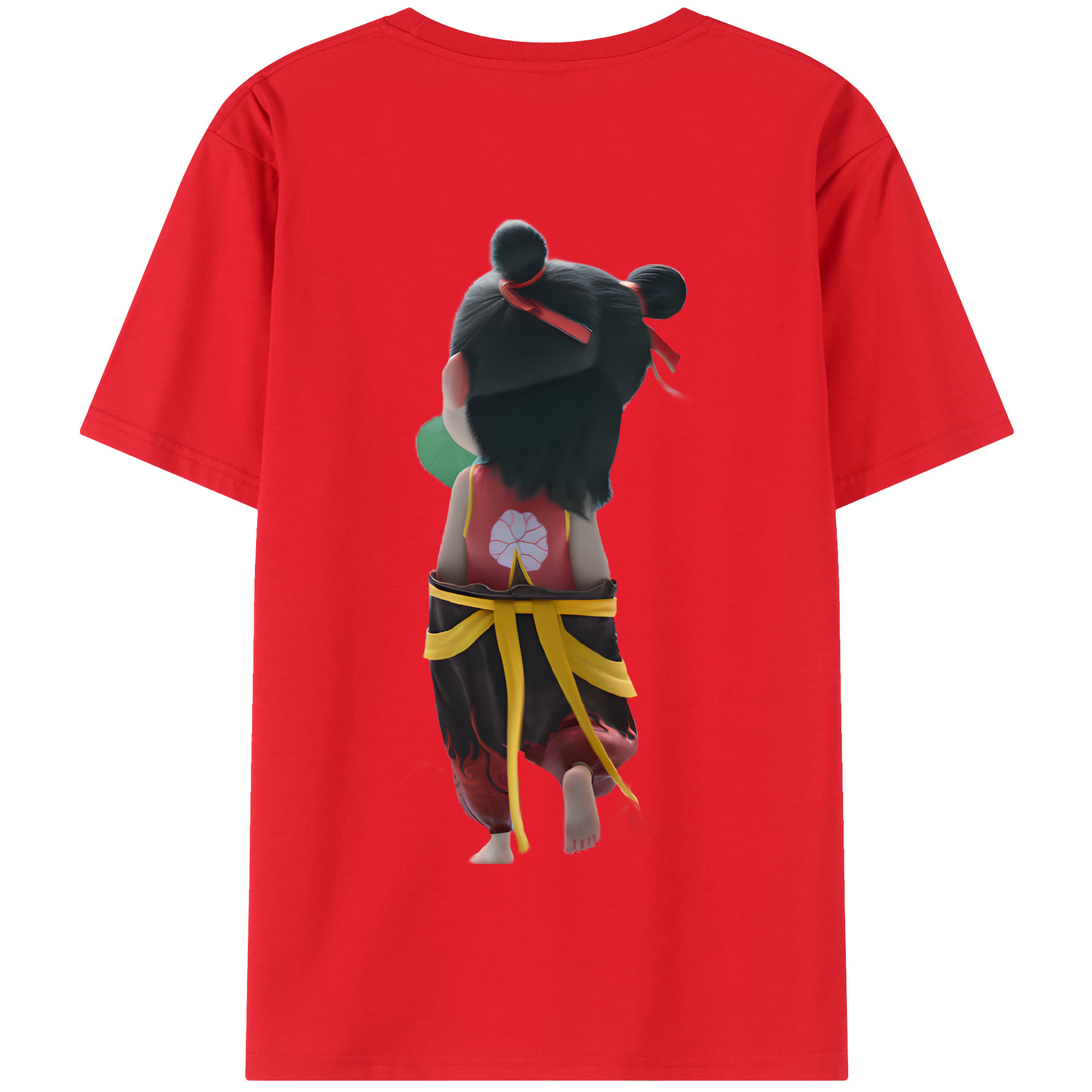（画像用） Ne Zha 2 ナタ 魔童の大暴れ 綿100％半袖Tシャツ（背面プリント）