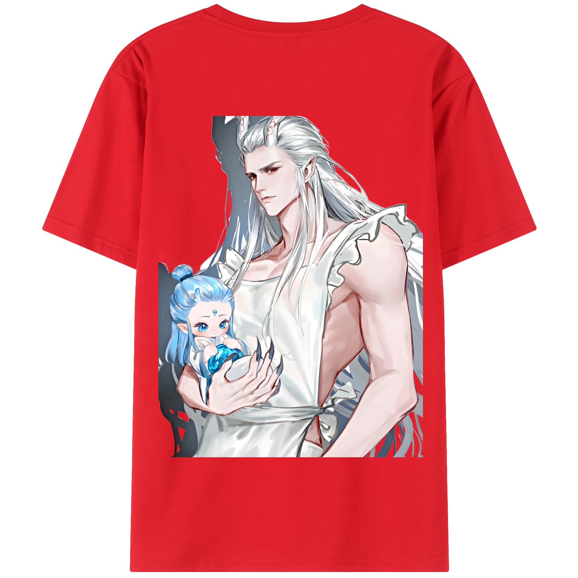 （画像用） Ne Zha 2 ナタ 魔童の大暴れ 綿100％半袖Tシャツ（背面プリント）