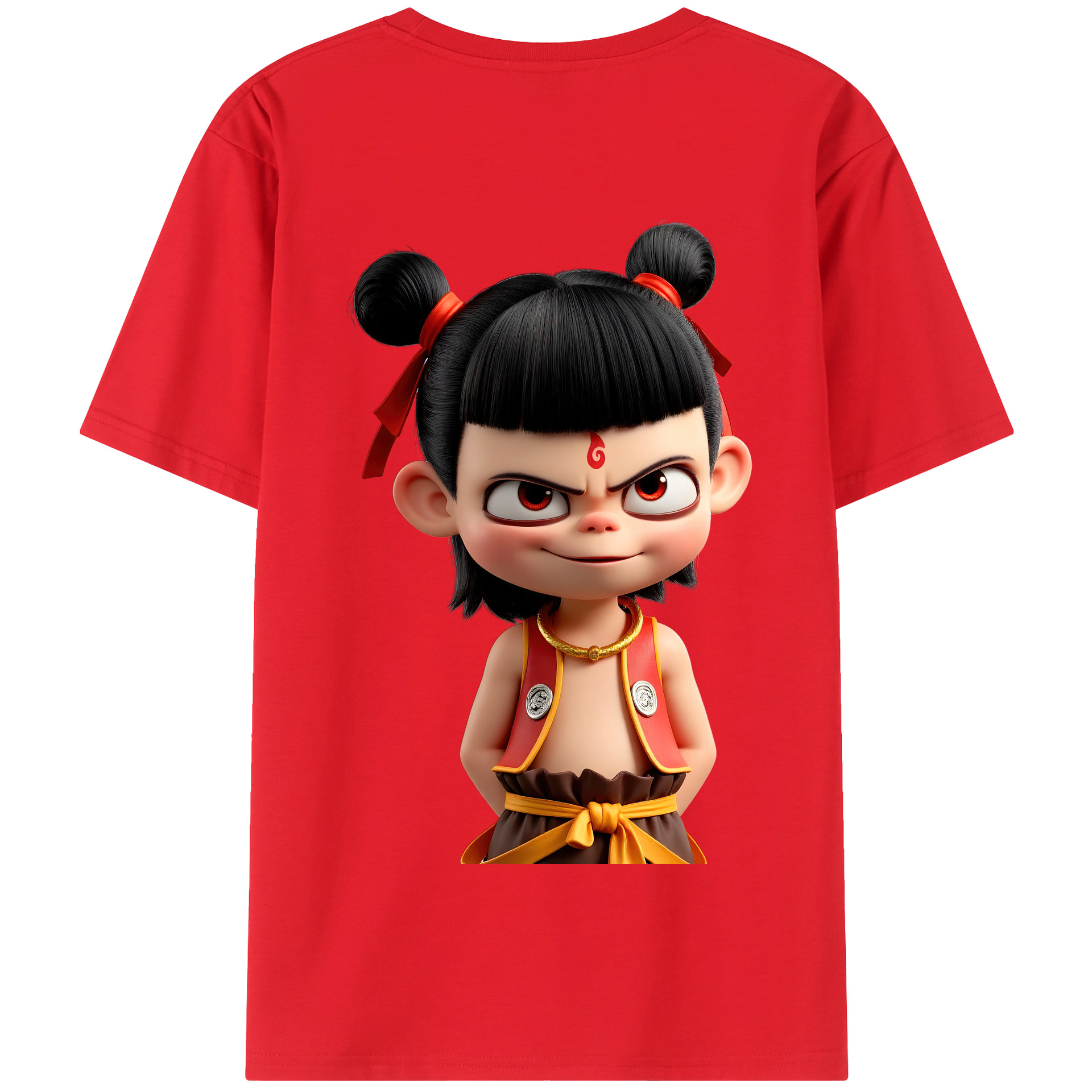（画像用） Ne Zha 2 ナタ 魔童の大暴れ 綿100％半袖Tシャツ（背面プリント）