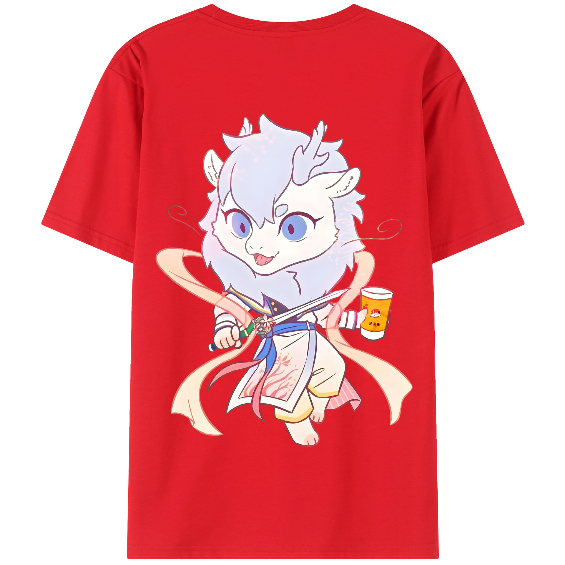 （画像用） Ne Zha 2 ナタ 魔童の大暴れ 綿100％半袖Tシャツ（背面プリント）