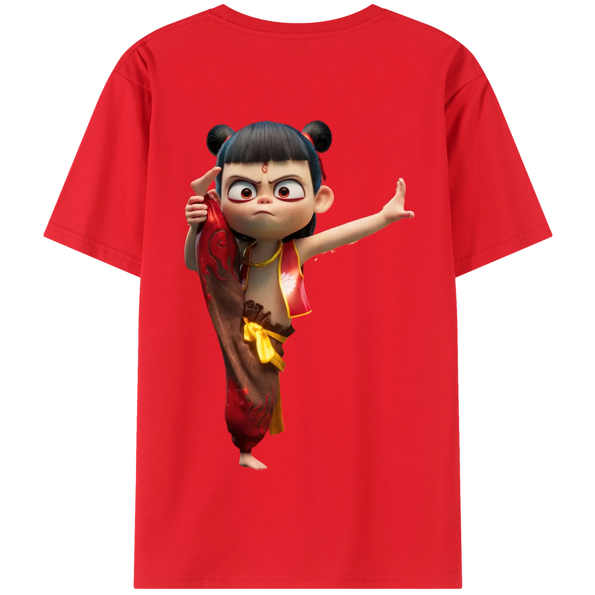 （画像用） Ne Zha 2 ナタ 魔童の大暴れ 綿100％半袖Tシャツ（背面プリント）