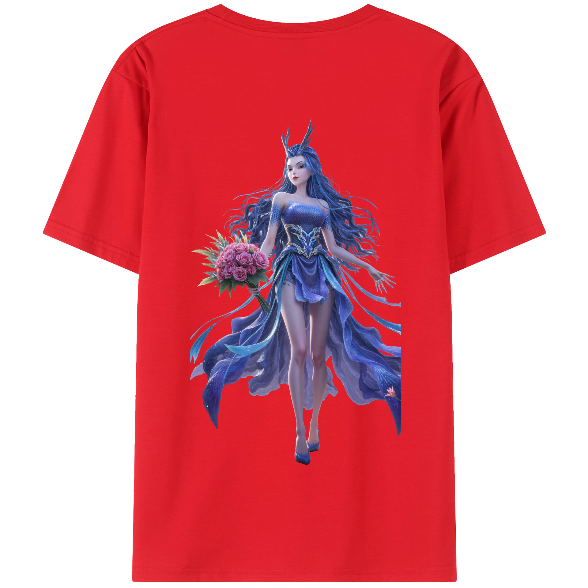 （画像用） Ne Zha 2 ナタ 魔童の大暴れ 綿100％半袖Tシャツ（背面プリント）