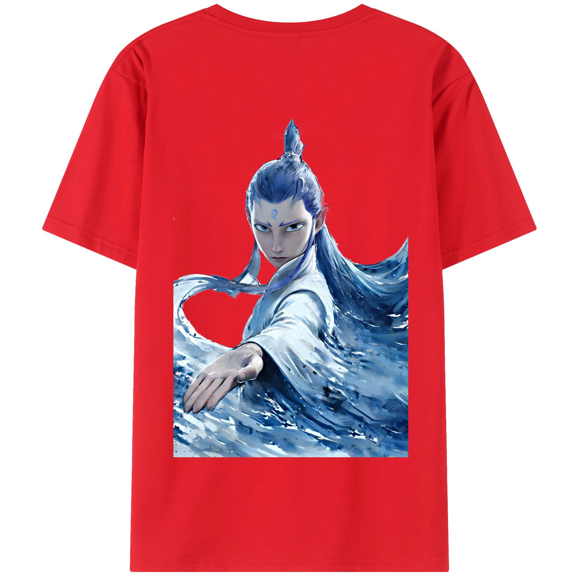（画像用） Ne Zha 2 ナタ 魔童の大暴れ 綿100％半袖Tシャツ（背面プリント）