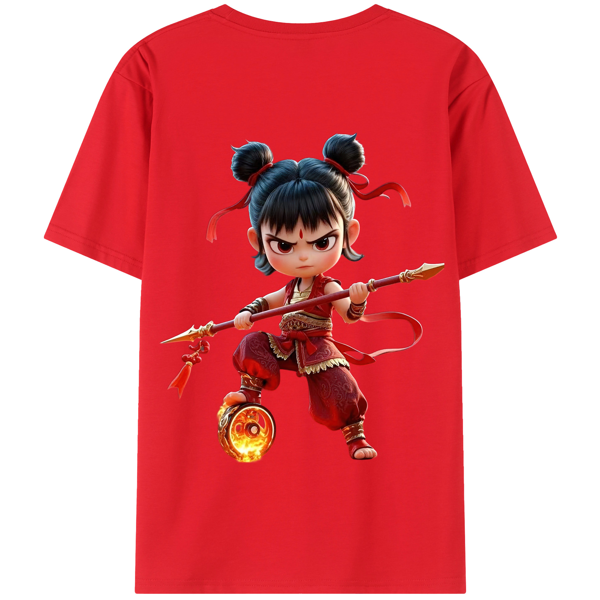 （画像用） Ne Zha 2 ナタ 魔童の大暴れ 綿100％半袖Tシャツ（背面プリント）