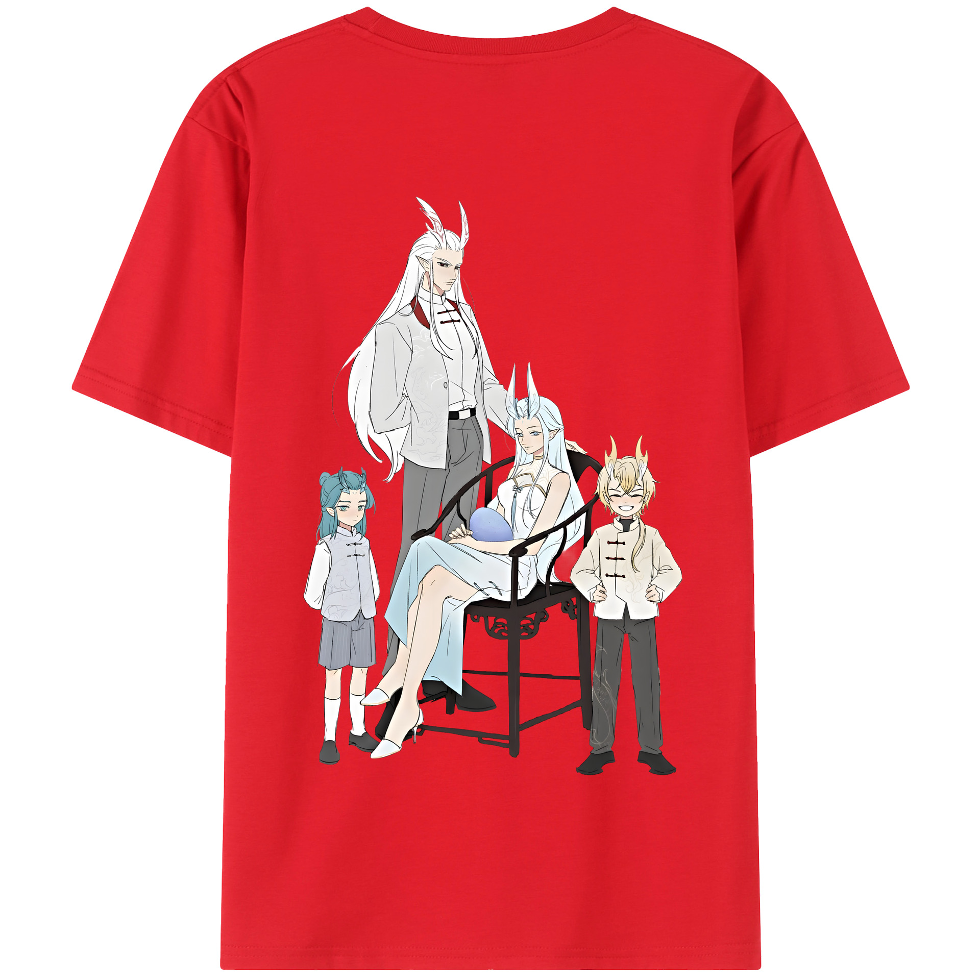 （画像用） Ne Zha 2 ナタ 魔童の大暴れ 綿100％半袖Tシャツ（背面プリント）