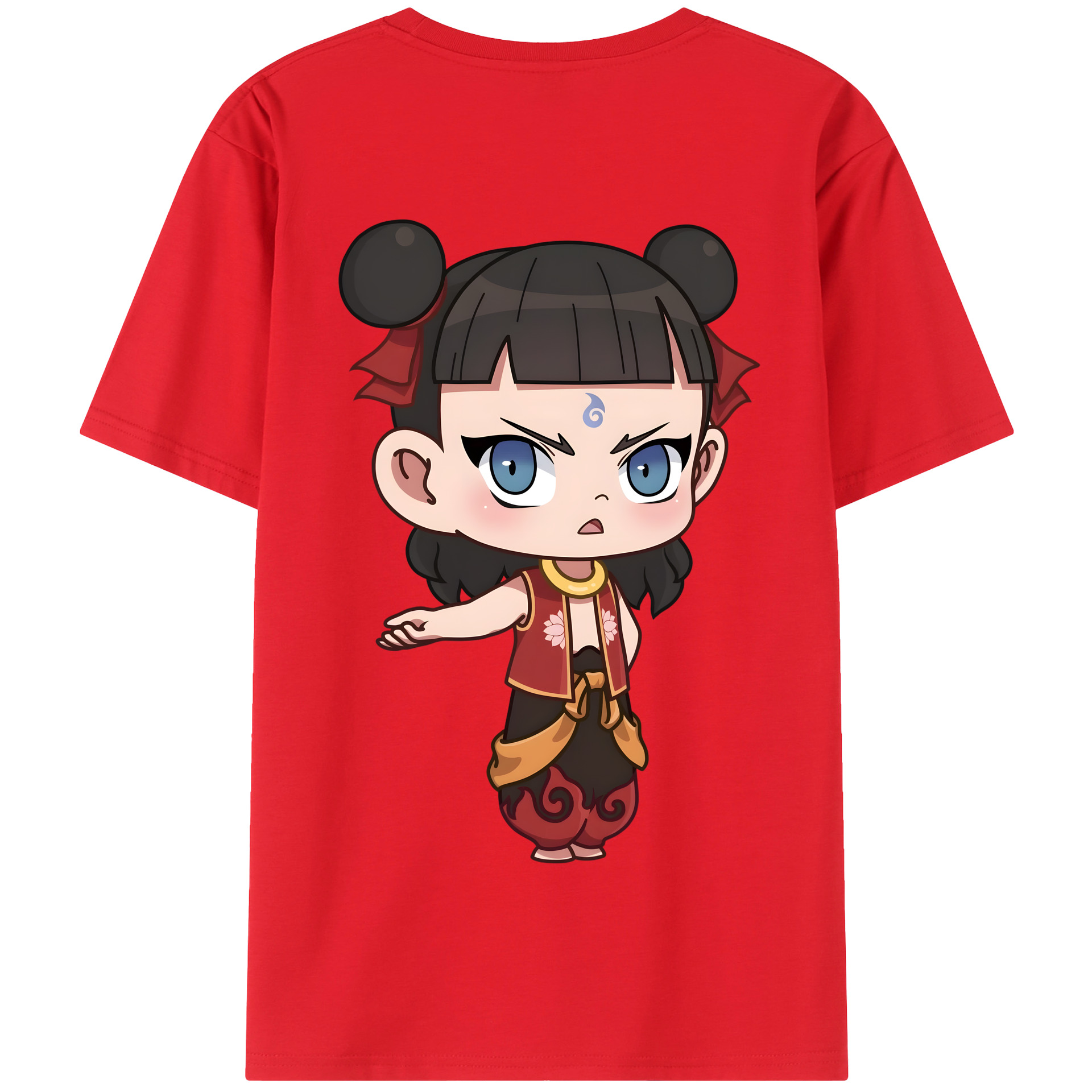 （画像用） Ne Zha 2 ナタ 魔童の大暴れ 綿100％半袖Tシャツ（背面プリント）