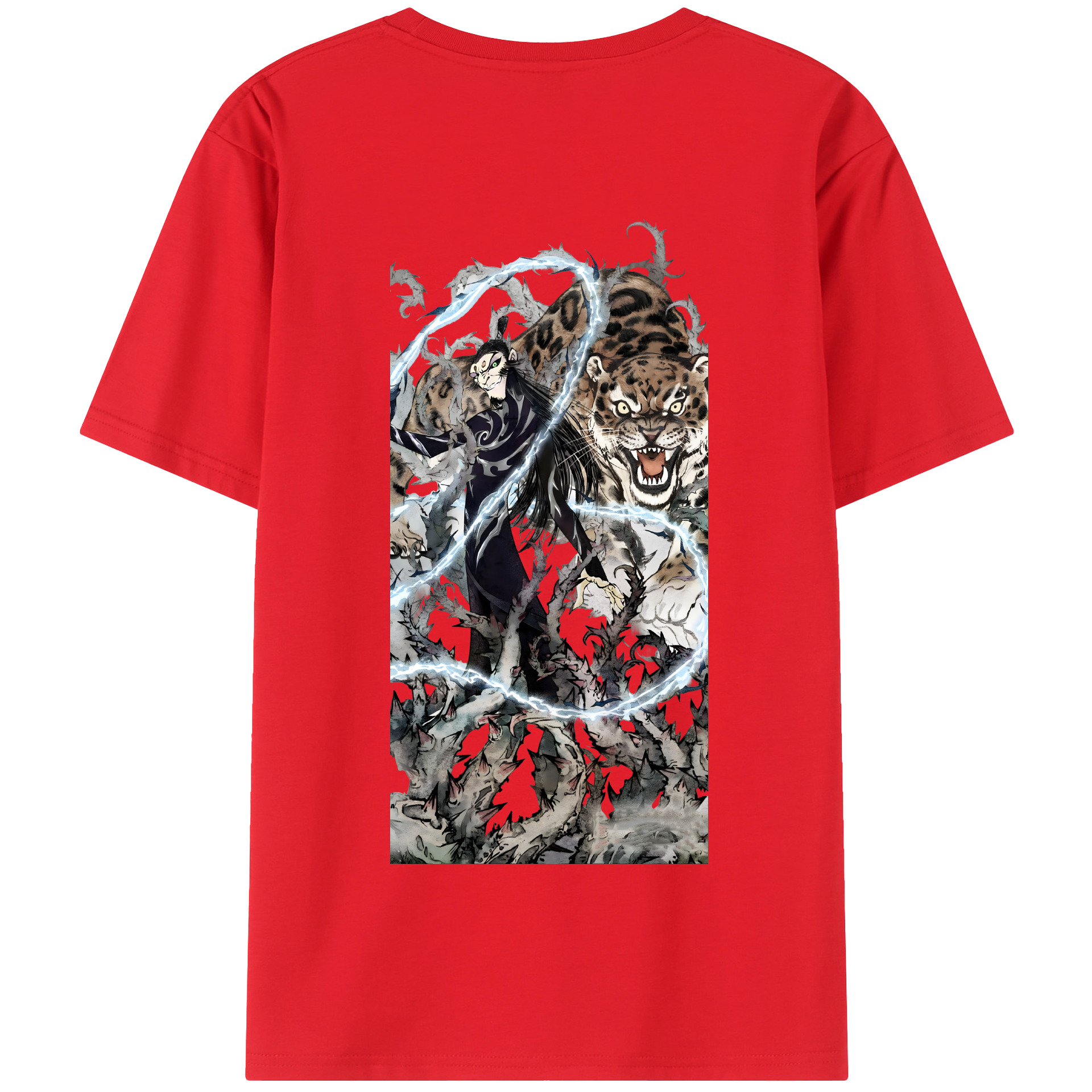 （画像用） Ne Zha 2 ナタ 魔童の大暴れ 綿100％半袖Tシャツ（背面プリント）
