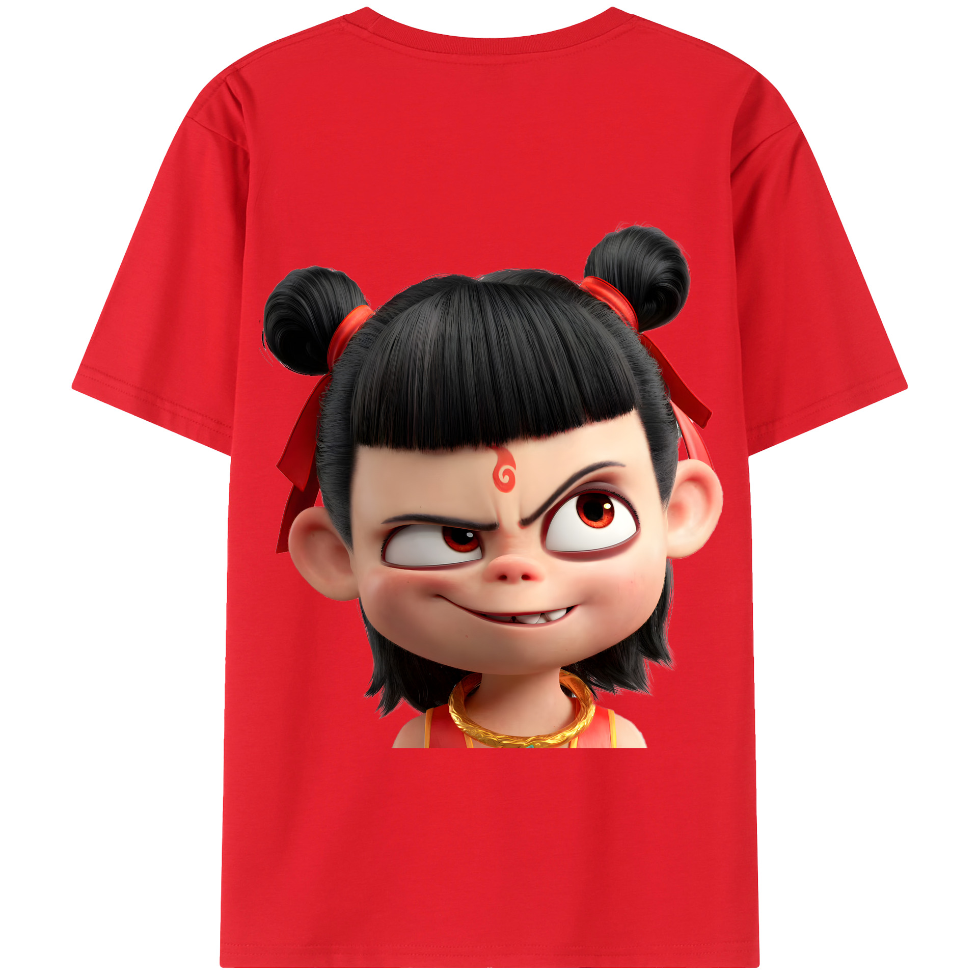 （画像用） Ne Zha 2 ナタ 魔童の大暴れ 綿100％半袖Tシャツ（背面プリント）