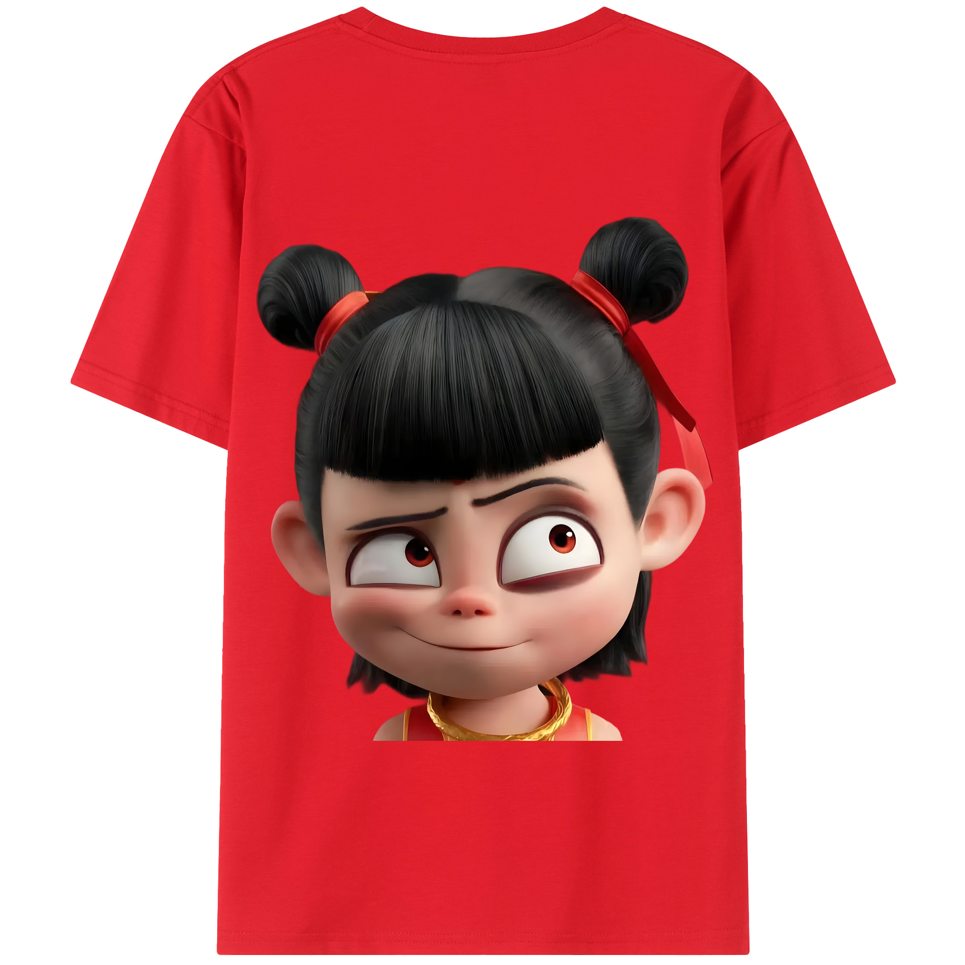 （画像用） Ne Zha 2 ナタ 魔童の大暴れ 綿100％半袖Tシャツ（背面プリント）