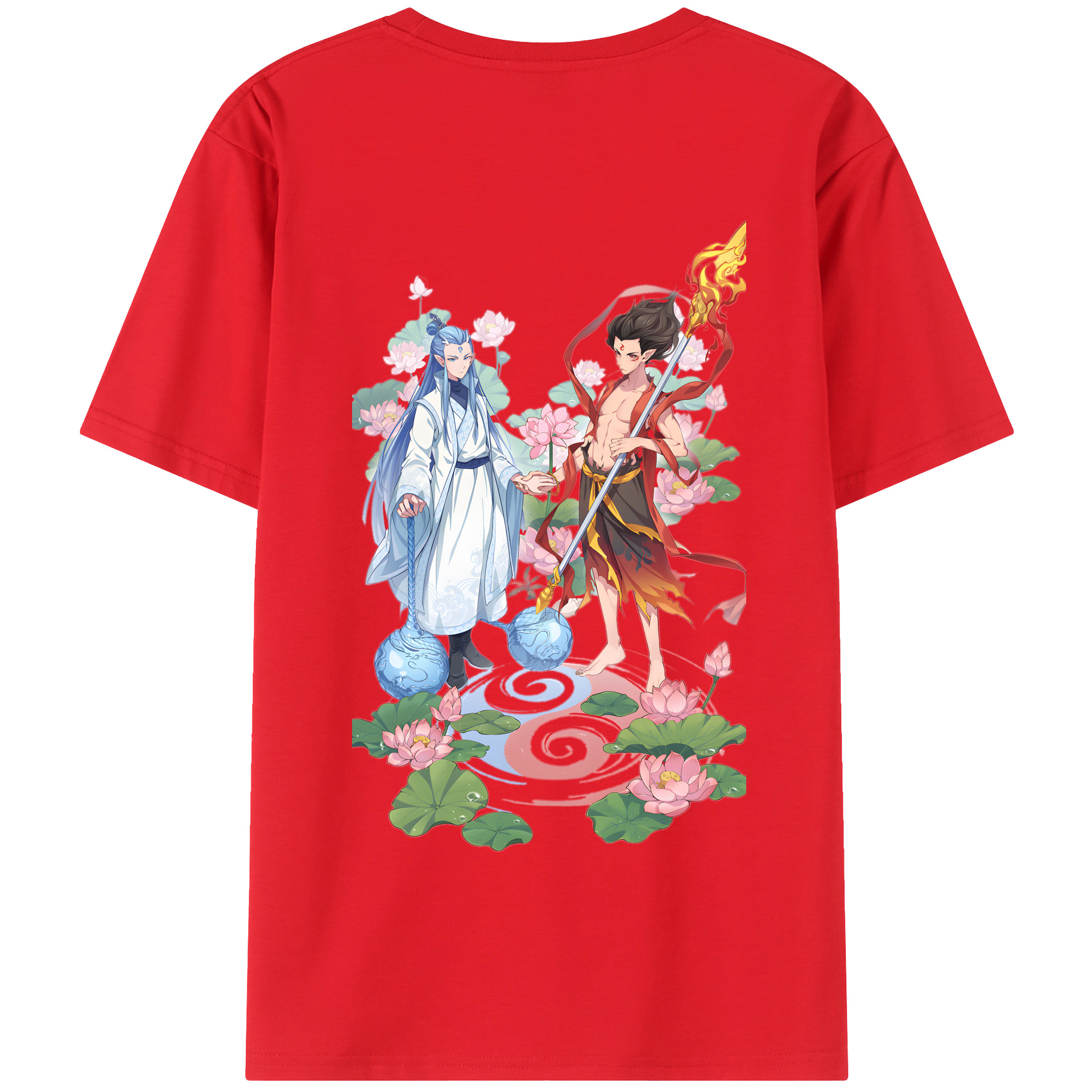 （画像用） Ne Zha 2 ナタ 魔童の大暴れ 綿100％半袖Tシャツ（背面プリント）