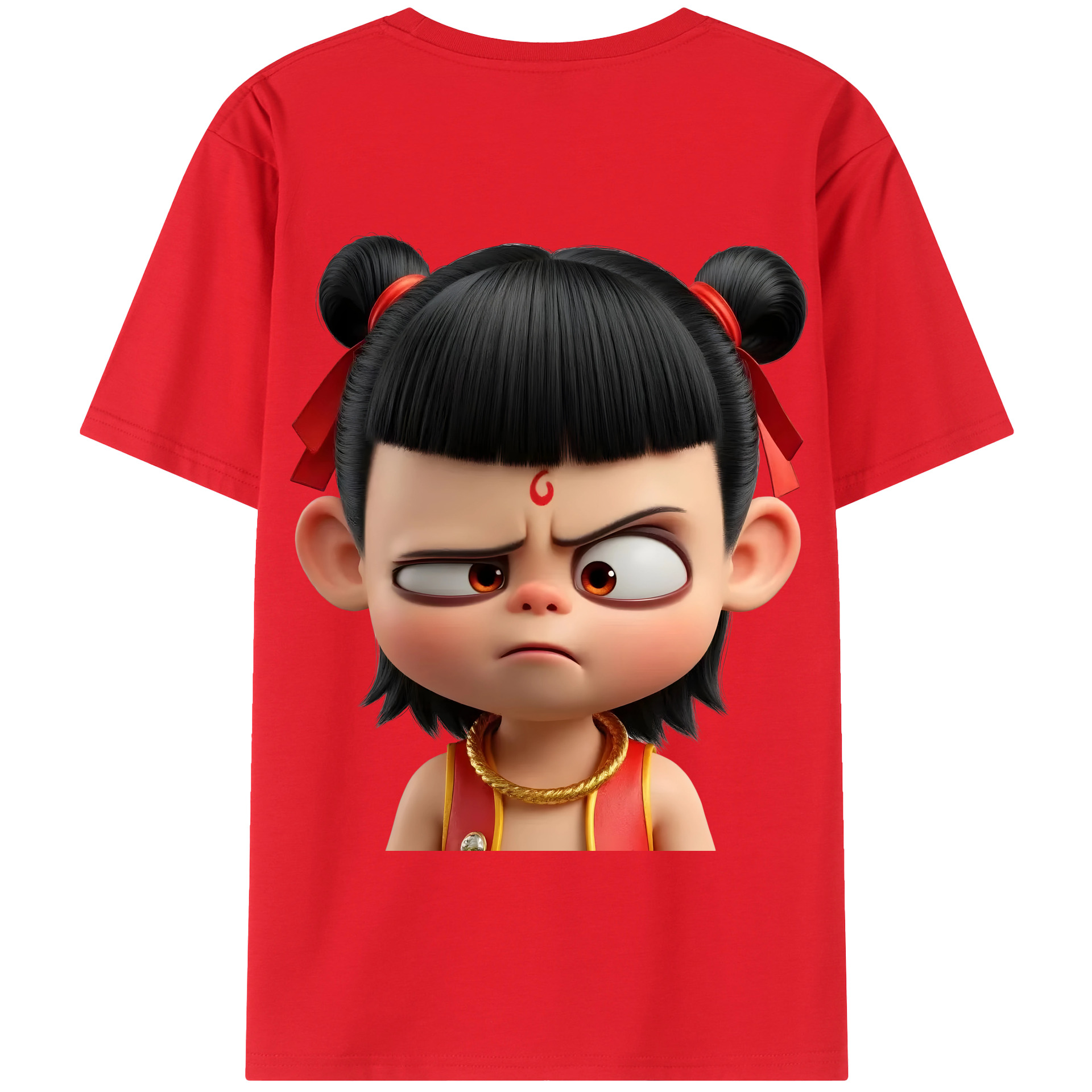 （画像用） Ne Zha 2 ナタ 魔童の大暴れ 綿100％半袖Tシャツ（背面プリント）