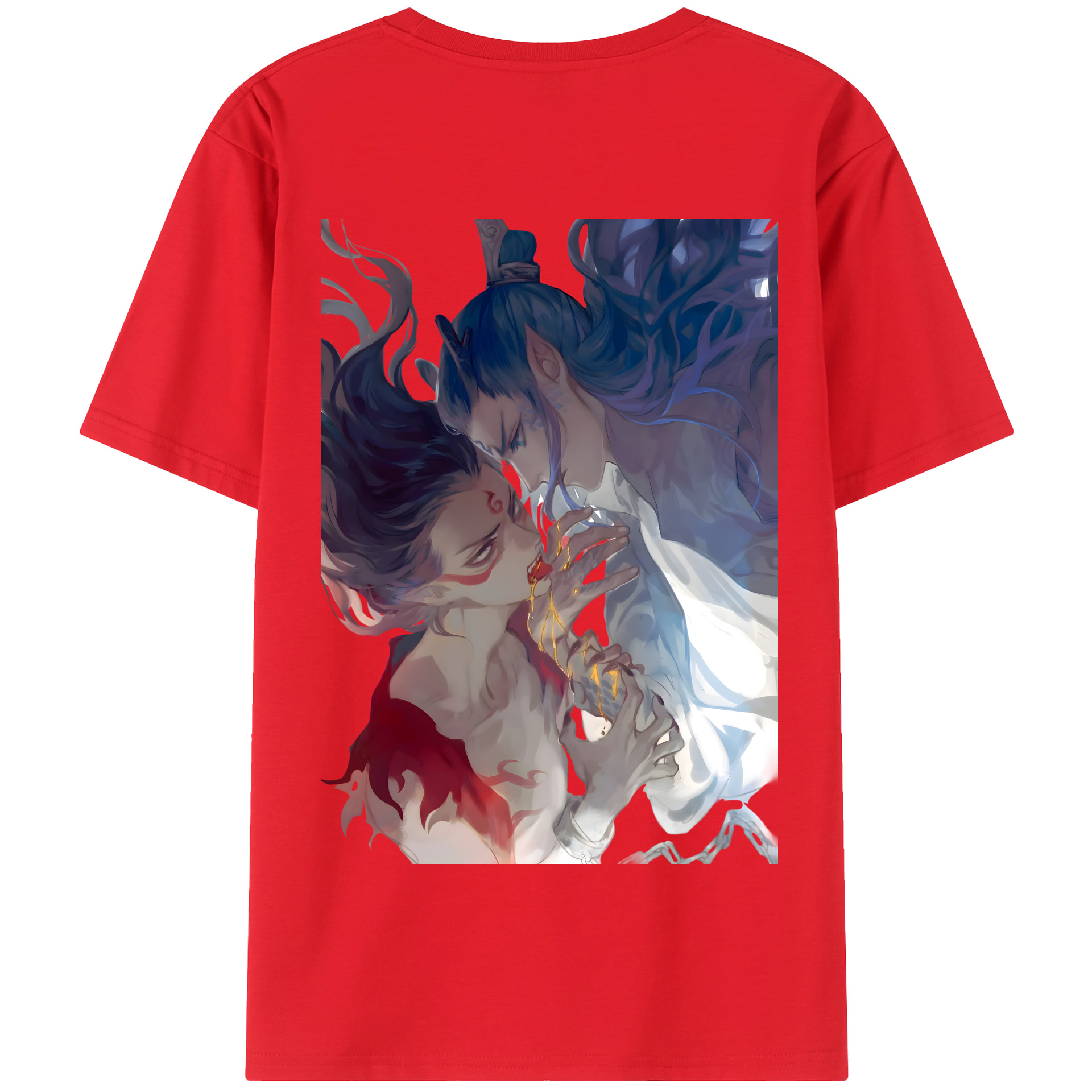 （画像用） Ne Zha 2 ナタ 魔童の大暴れ 綿100％半袖Tシャツ（背面プリント）