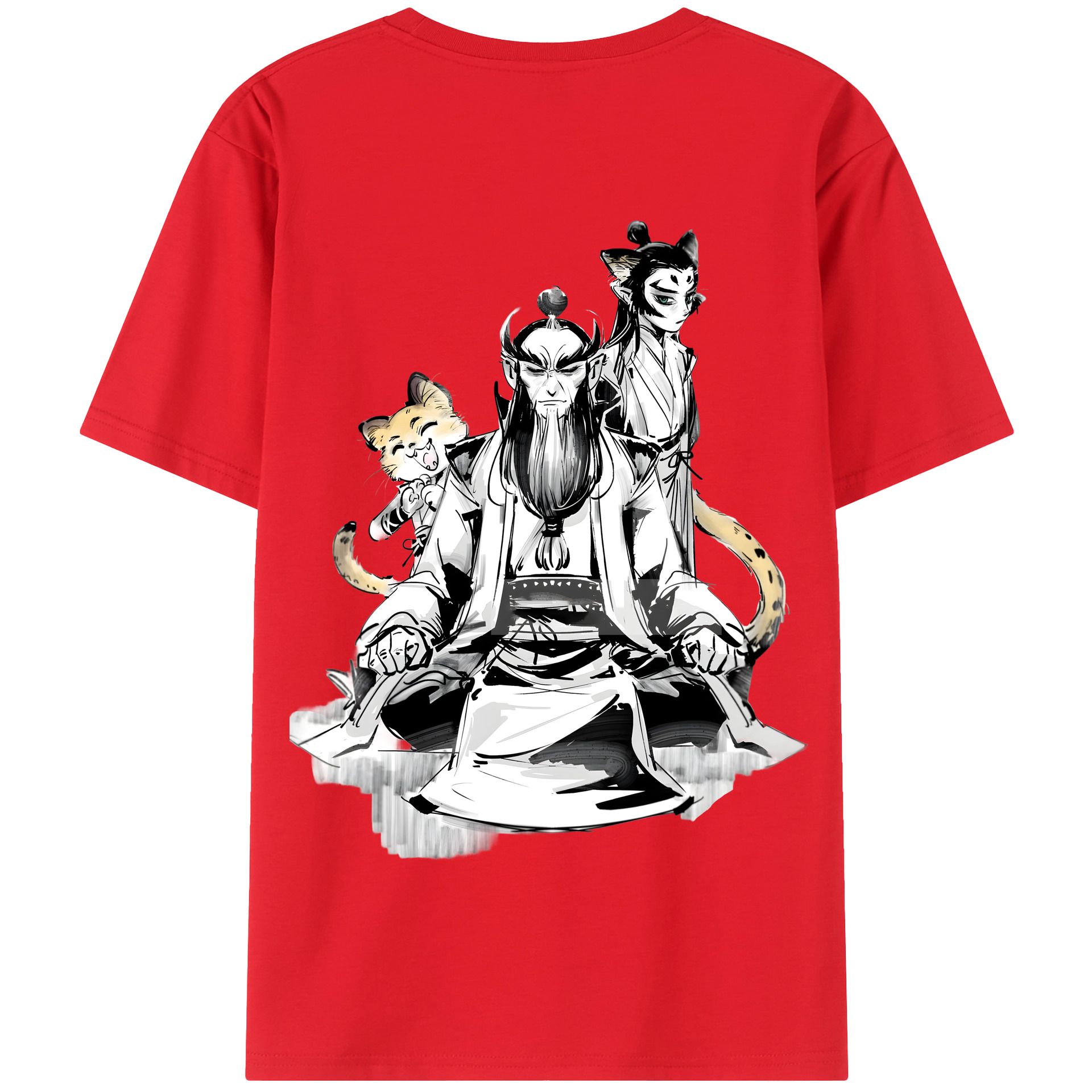 （画像用） Ne Zha 2 ナタ 魔童の大暴れ 綿100％半袖Tシャツ（背面プリント）