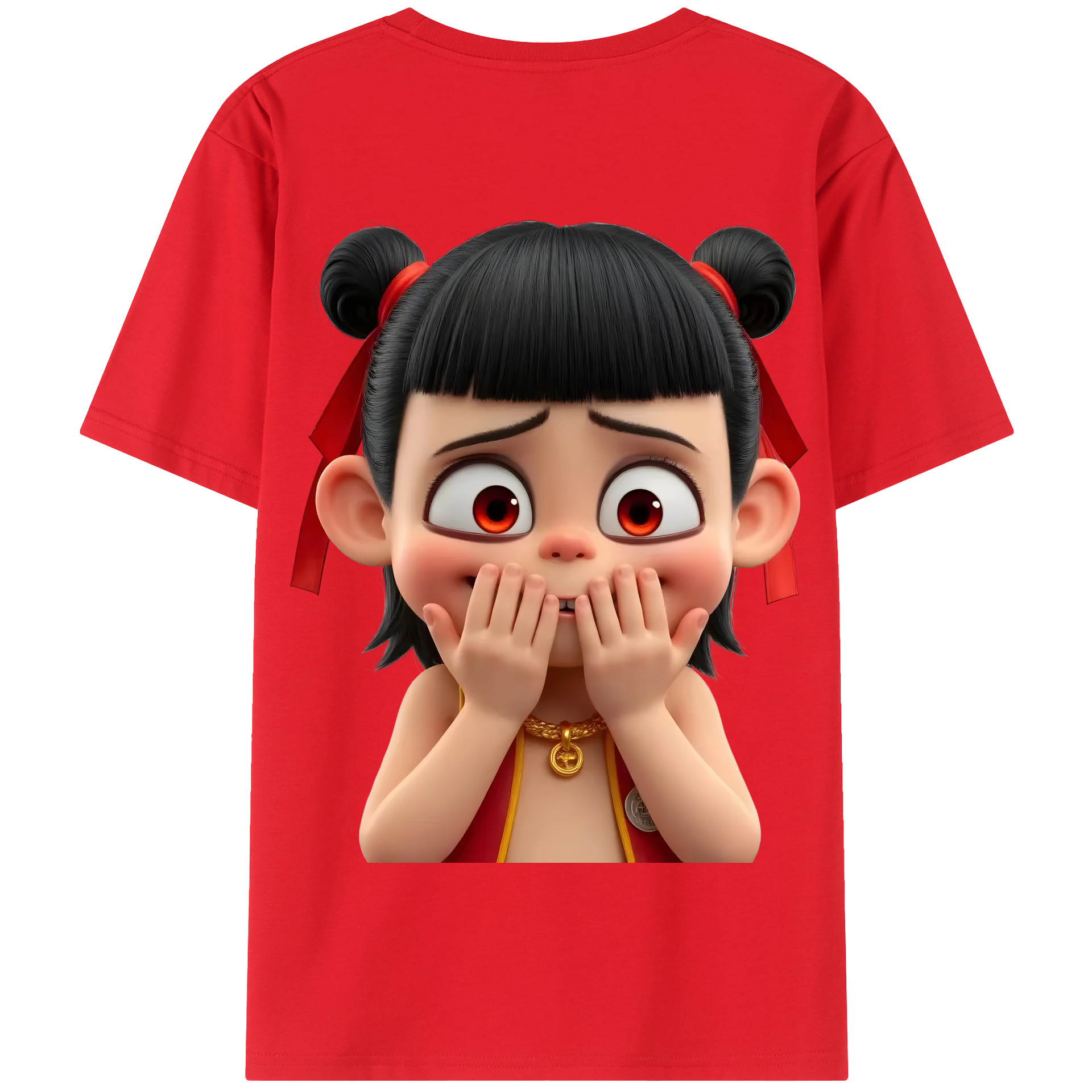 （画像用） Ne Zha 2 ナタ 魔童の大暴れ 綿100％半袖Tシャツ（背面プリント）