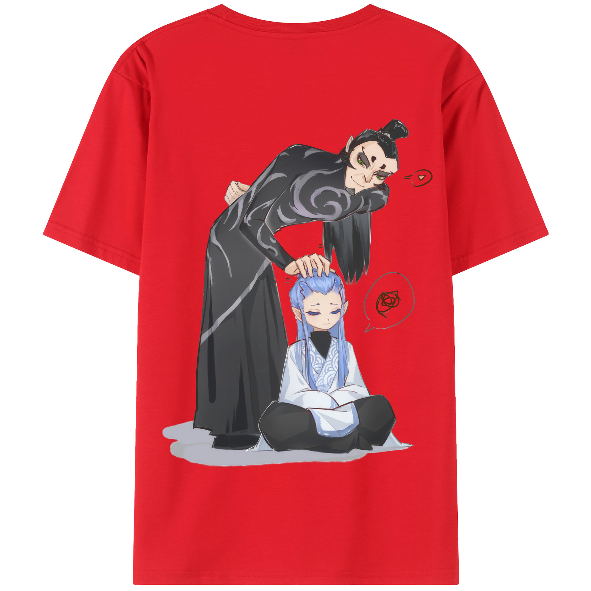 （画像用） Ne Zha 2 ナタ 魔童の大暴れ 綿100％半袖Tシャツ（背面プリント）