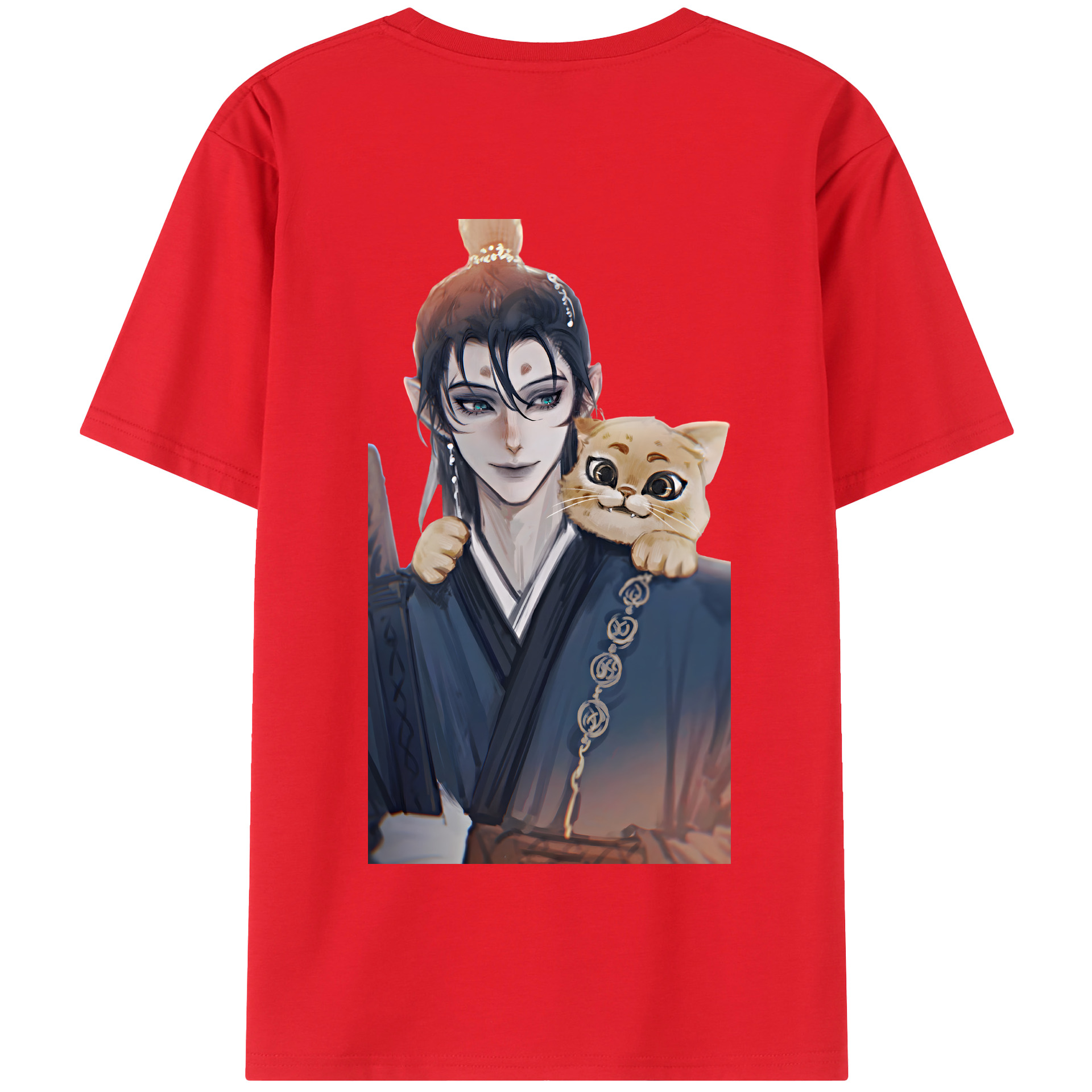 （画像用） Ne Zha 2 ナタ 魔童の大暴れ 綿100％半袖Tシャツ（背面プリント）