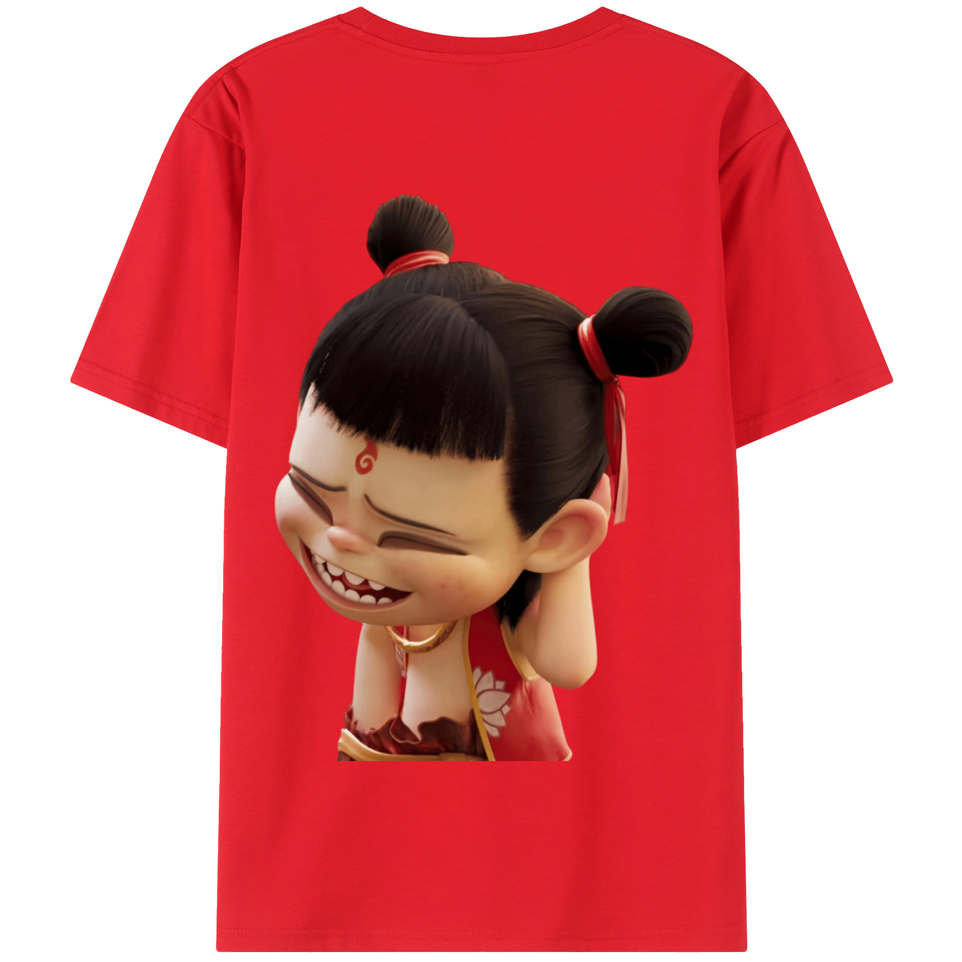 （画像用） Ne Zha 2 ナタ 魔童の大暴れ 綿100％半袖Tシャツ（背面プリント）