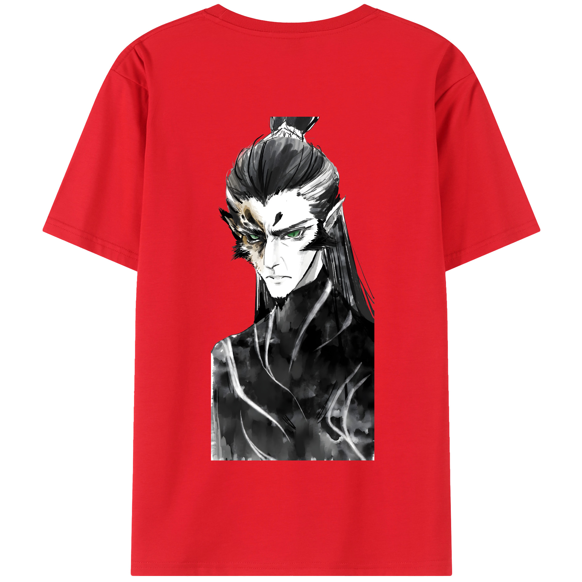 （画像用） Ne Zha 2 ナタ 魔童の大暴れ 綿100％半袖Tシャツ（背面プリント）