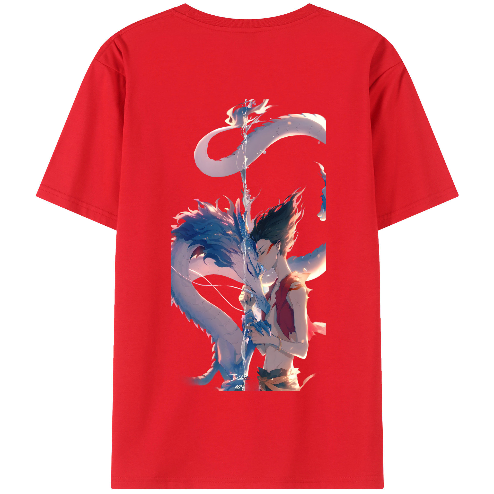 （画像用） Ne Zha 2 ナタ 魔童の大暴れ 綿100％半袖Tシャツ（背面プリント）