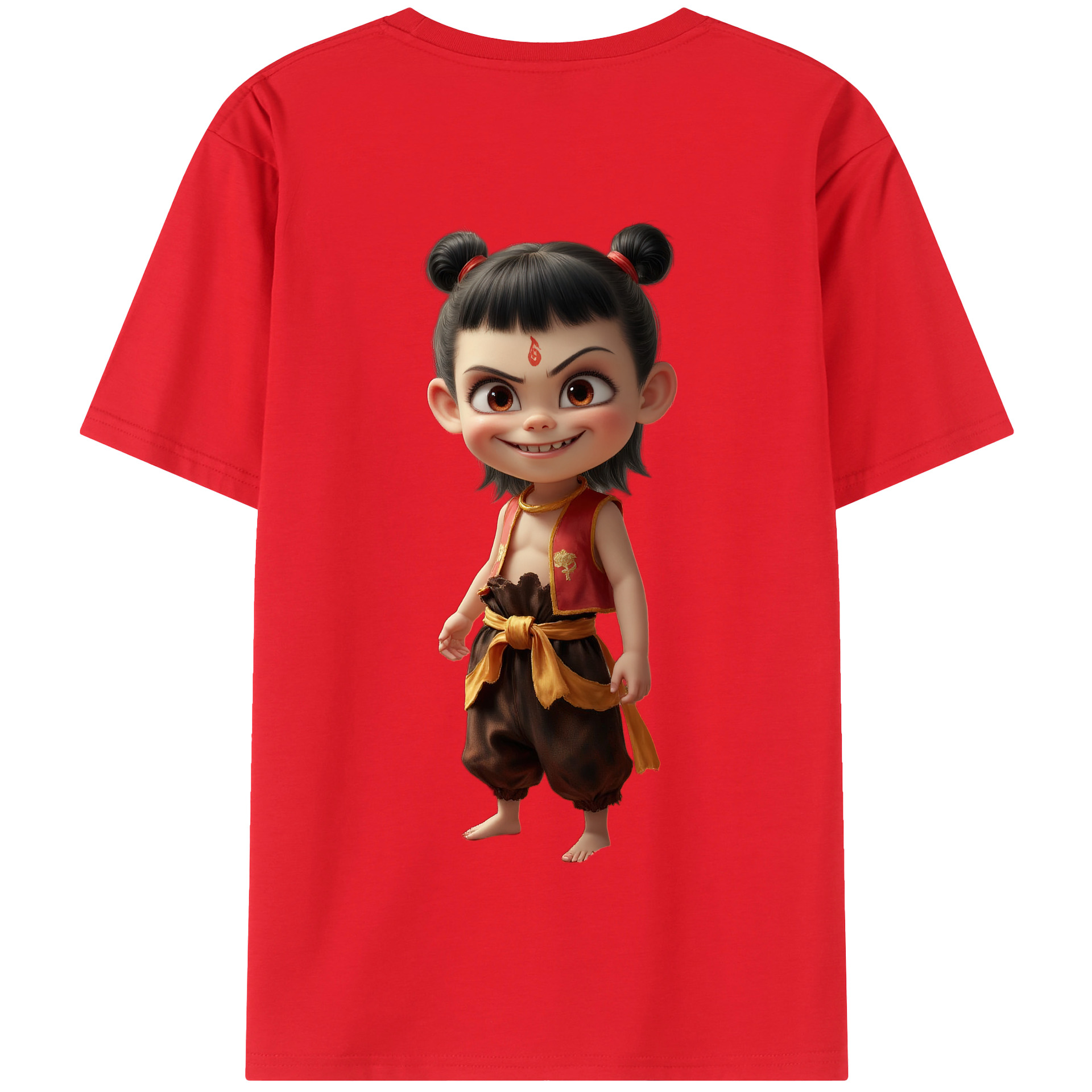 （画像用） Ne Zha 2 ナタ 魔童の大暴れ 綿100％半袖Tシャツ（背面プリント）