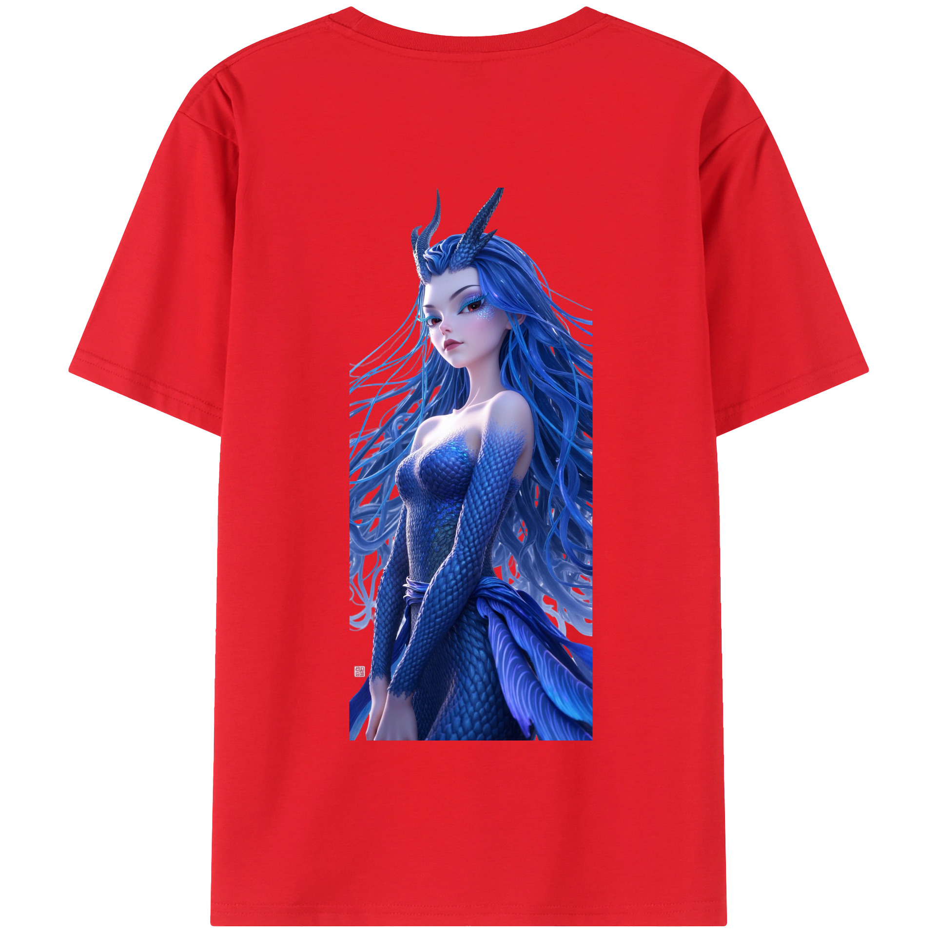 （画像用） Ne Zha 2 ナタ 魔童の大暴れ 綿100％半袖Tシャツ（背面プリント）