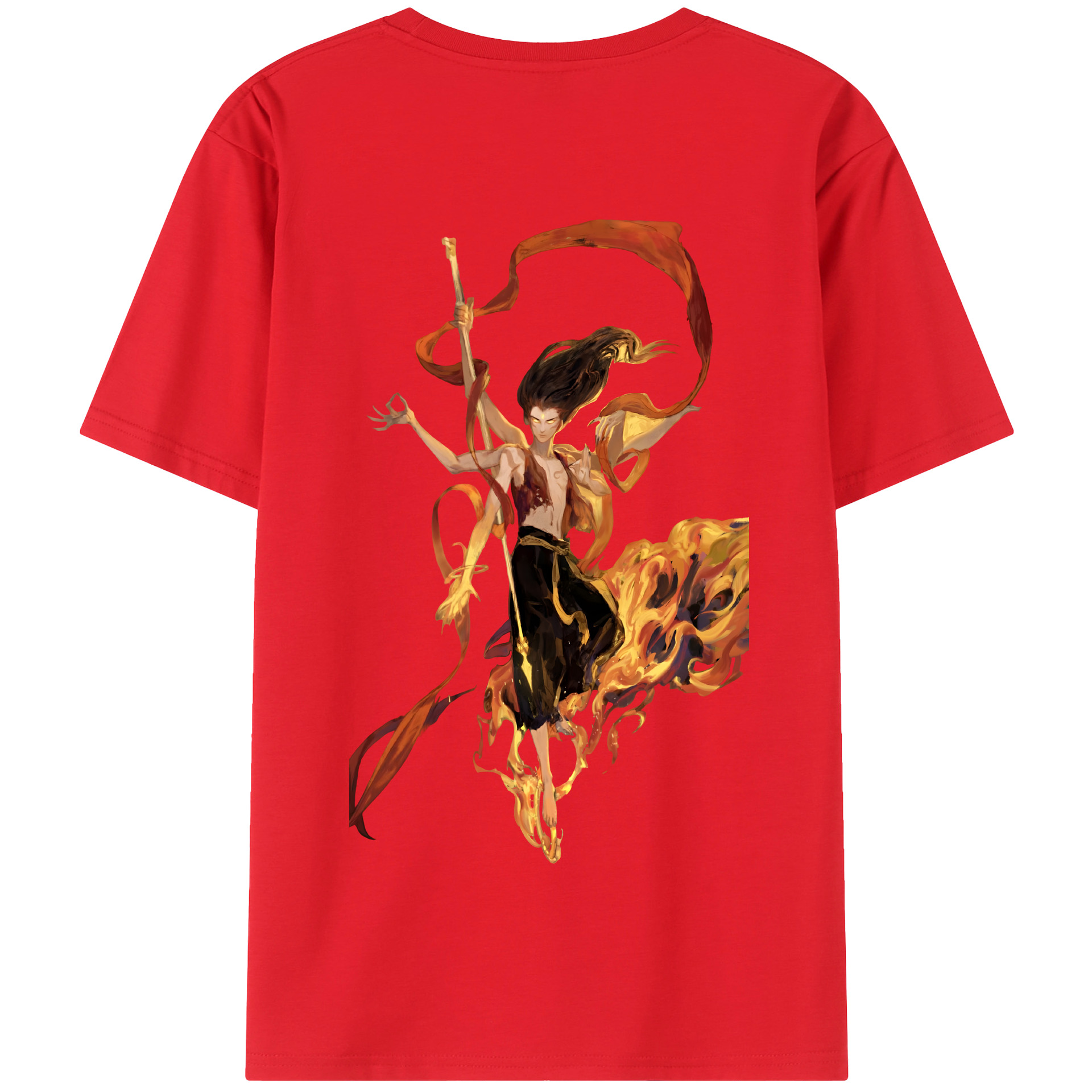 （画像用） Ne Zha 2 ナタ 魔童の大暴れ 綿100％半袖Tシャツ（背面プリント）