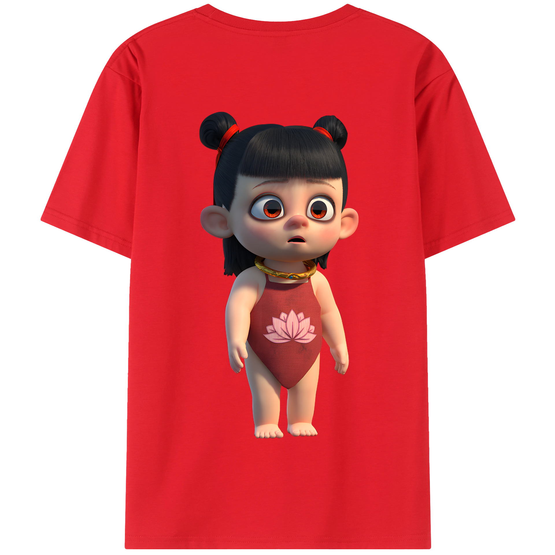 （画像用） Ne Zha 2 ナタ 魔童の大暴れ 綿100％半袖Tシャツ（背面プリント）
