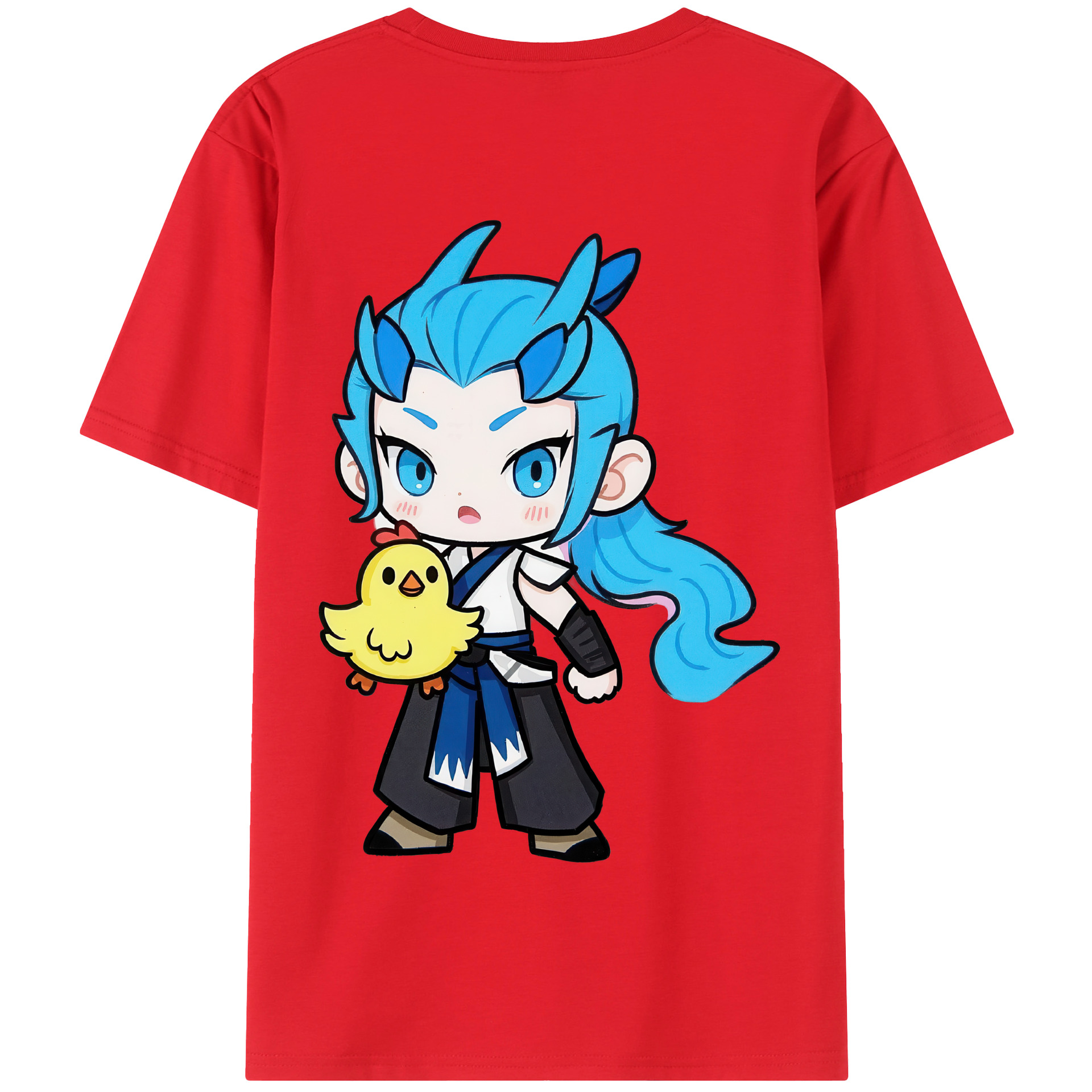 （画像用） Ne Zha 2 ナタ 魔童の大暴れ 綿100％半袖Tシャツ（背面プリント）