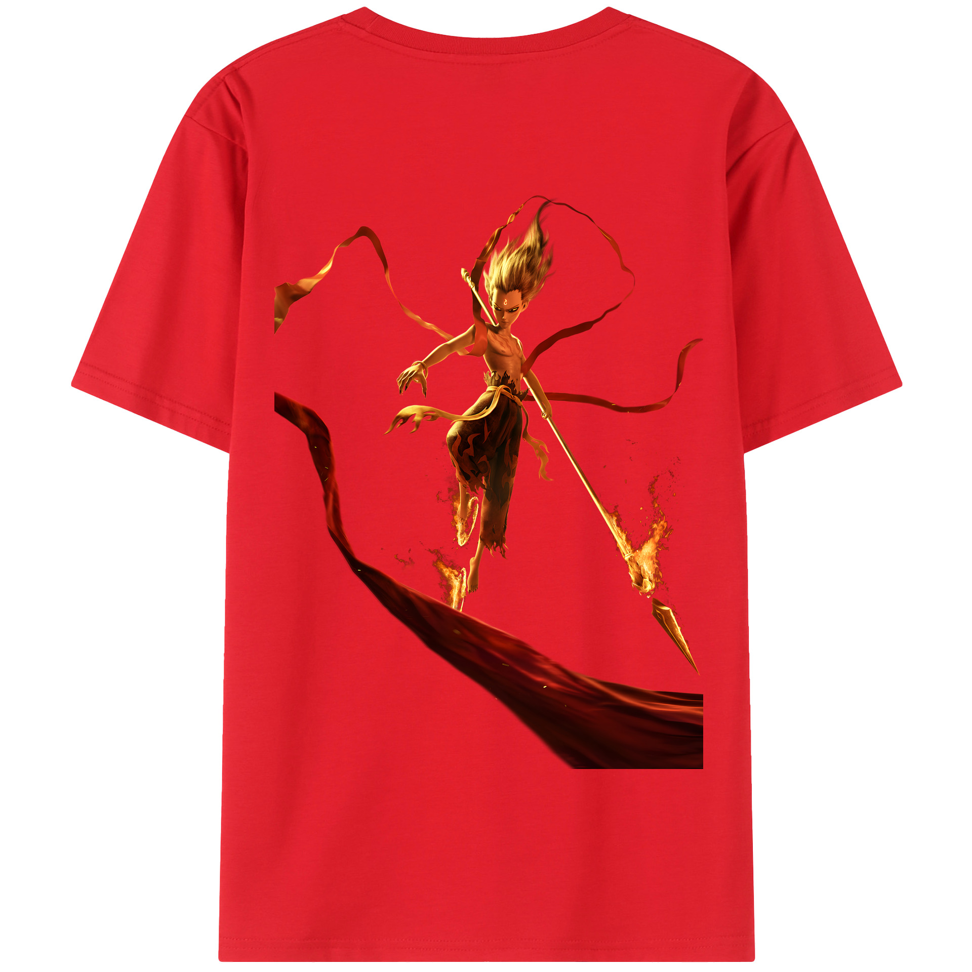 （画像用） Ne Zha 2 ナタ 魔童の大暴れ 綿100％半袖Tシャツ（背面プリント）