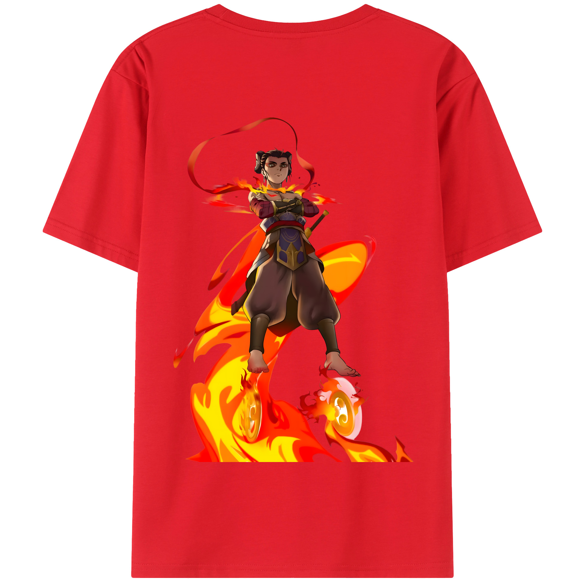 （画像用） Ne Zha 2 ナタ 魔童の大暴れ 綿100％半袖Tシャツ（背面プリント）