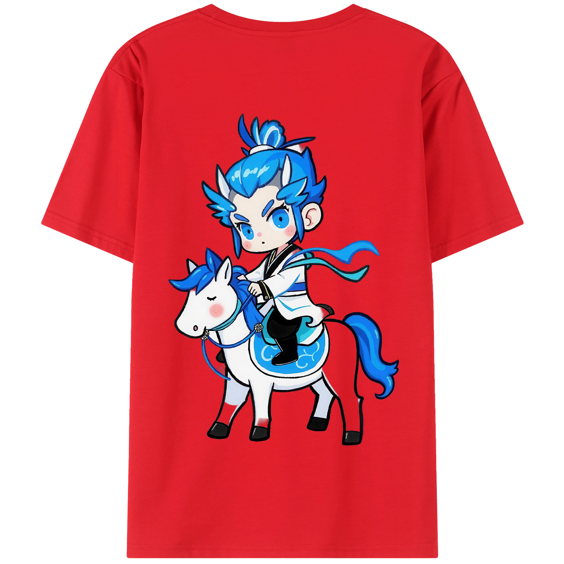 （画像用） Ne Zha 2 ナタ 魔童の大暴れ 綿100％半袖Tシャツ（背面プリント）