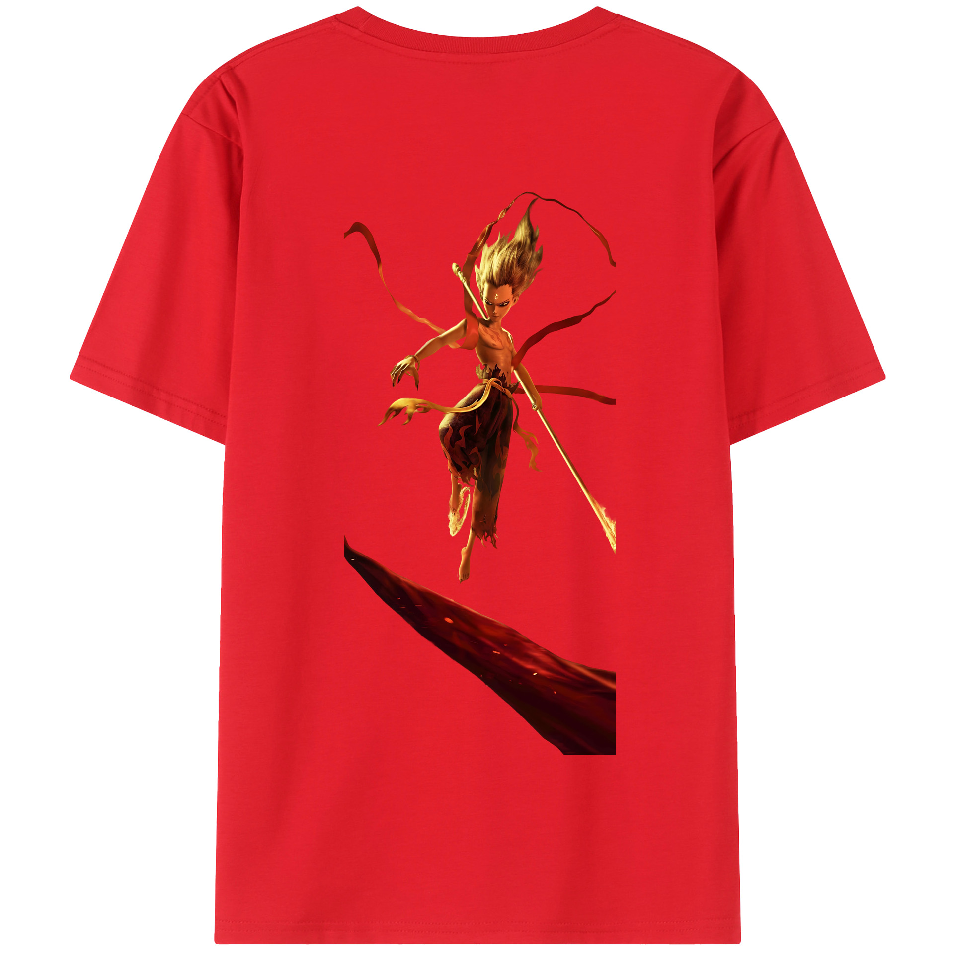 （画像用） Ne Zha 2 ナタ 魔童の大暴れ 綿100％半袖Tシャツ（背面プリント）