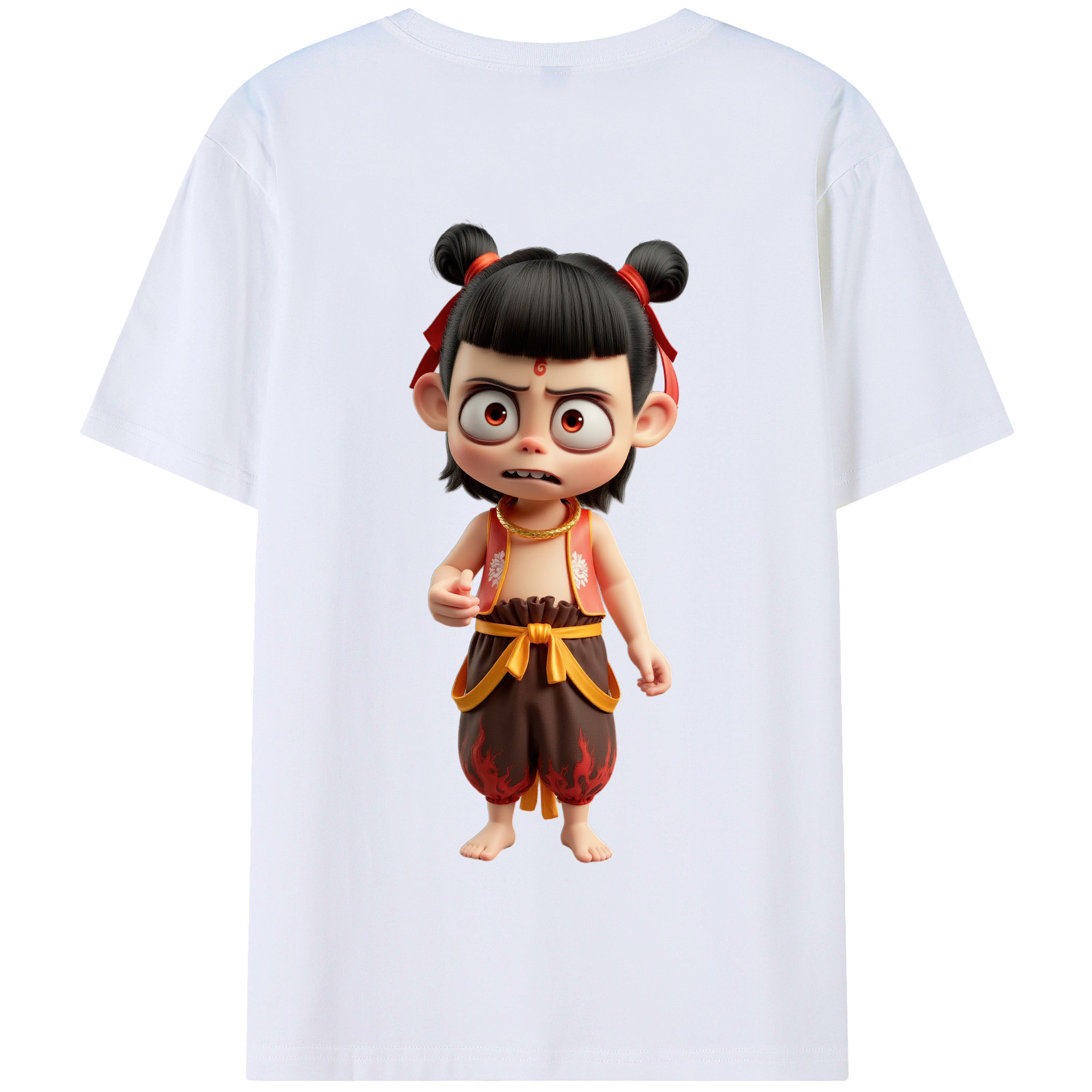 （画像用） Ne Zha 2 ナタ 魔童の大暴れ 綿100％半袖Tシャツ（背面プリント）