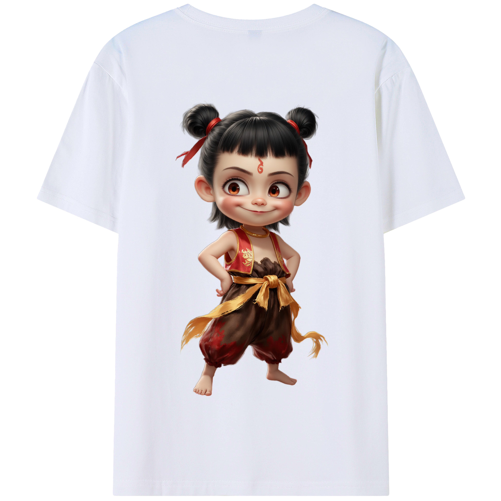 （画像用） Ne Zha 2 ナタ 魔童の大暴れ 綿100％半袖Tシャツ（背面プリント）