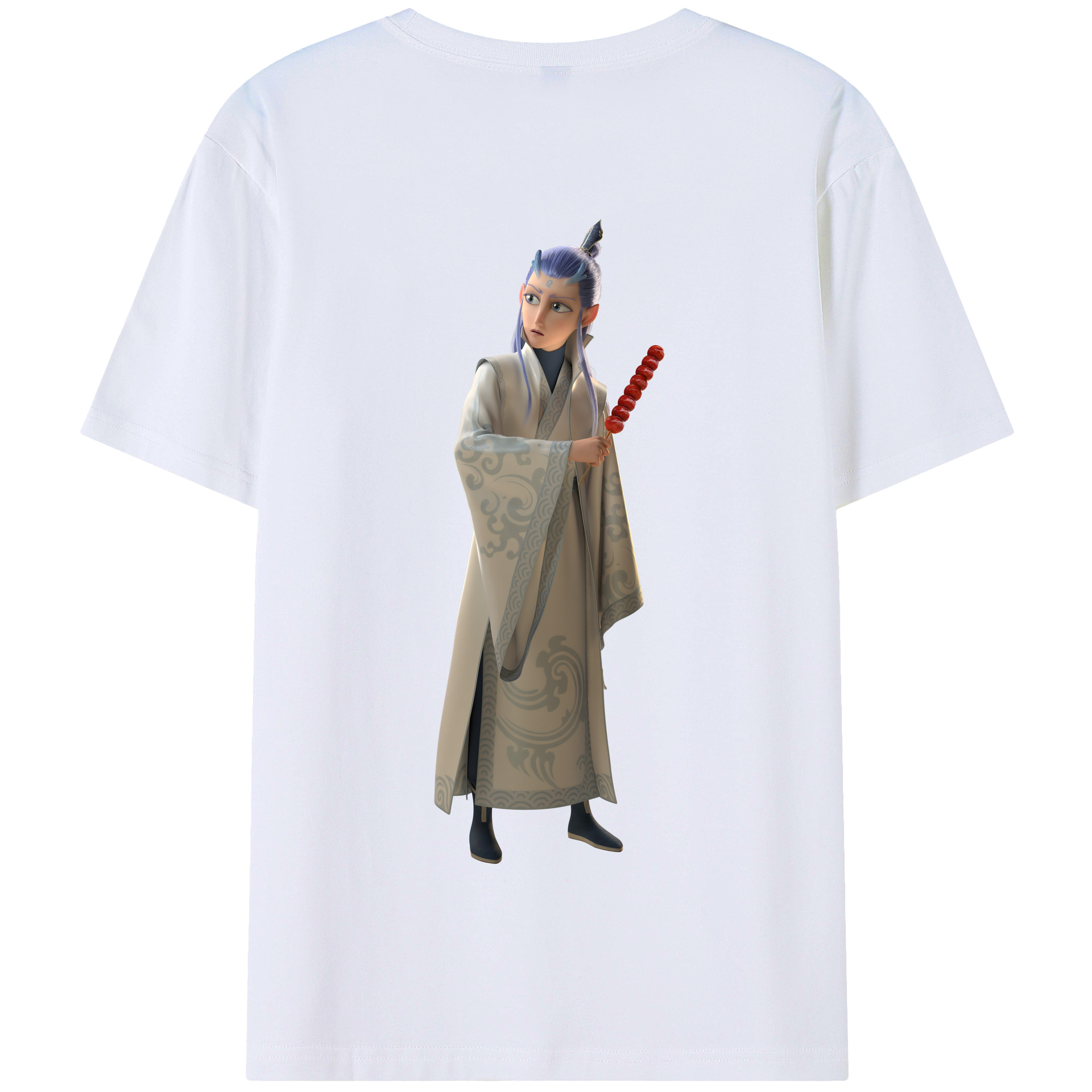 （画像用） Ne Zha 2 ナタ 魔童の大暴れ 綿100％半袖Tシャツ（背面プリント）
