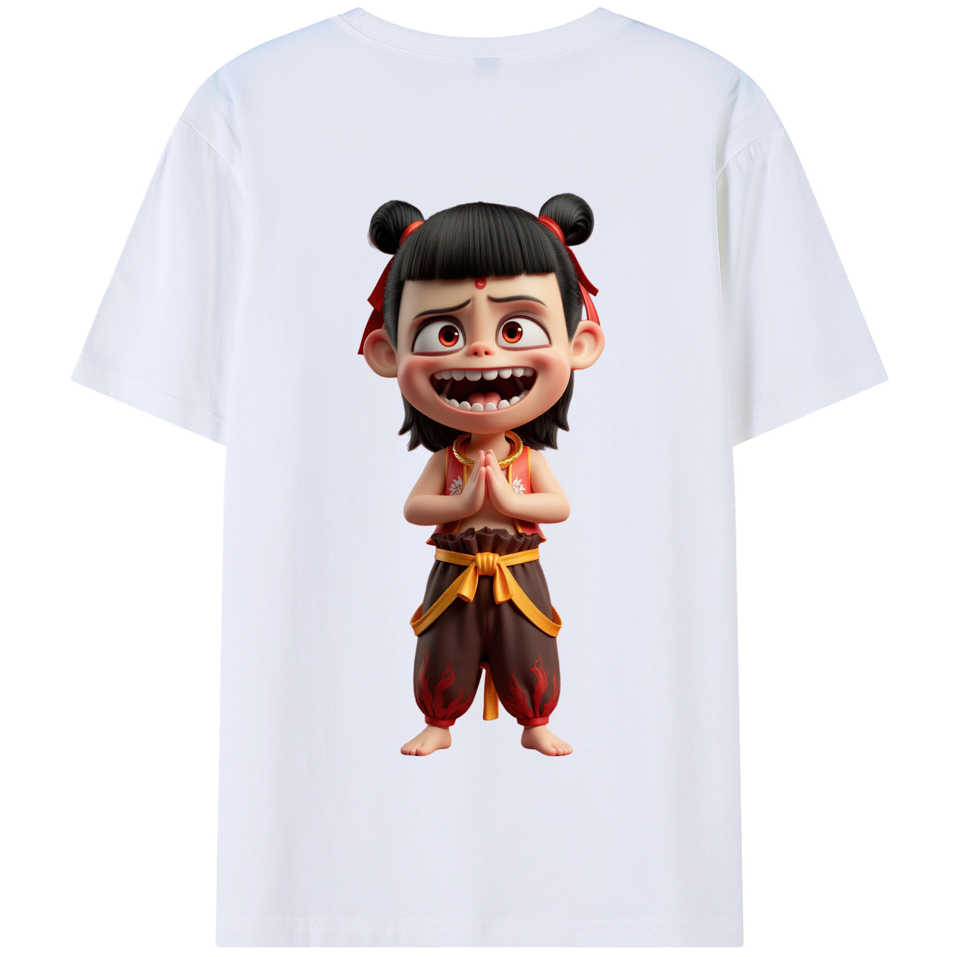 （画像用） Ne Zha 2 ナタ 魔童の大暴れ 綿100％半袖Tシャツ（背面プリント）