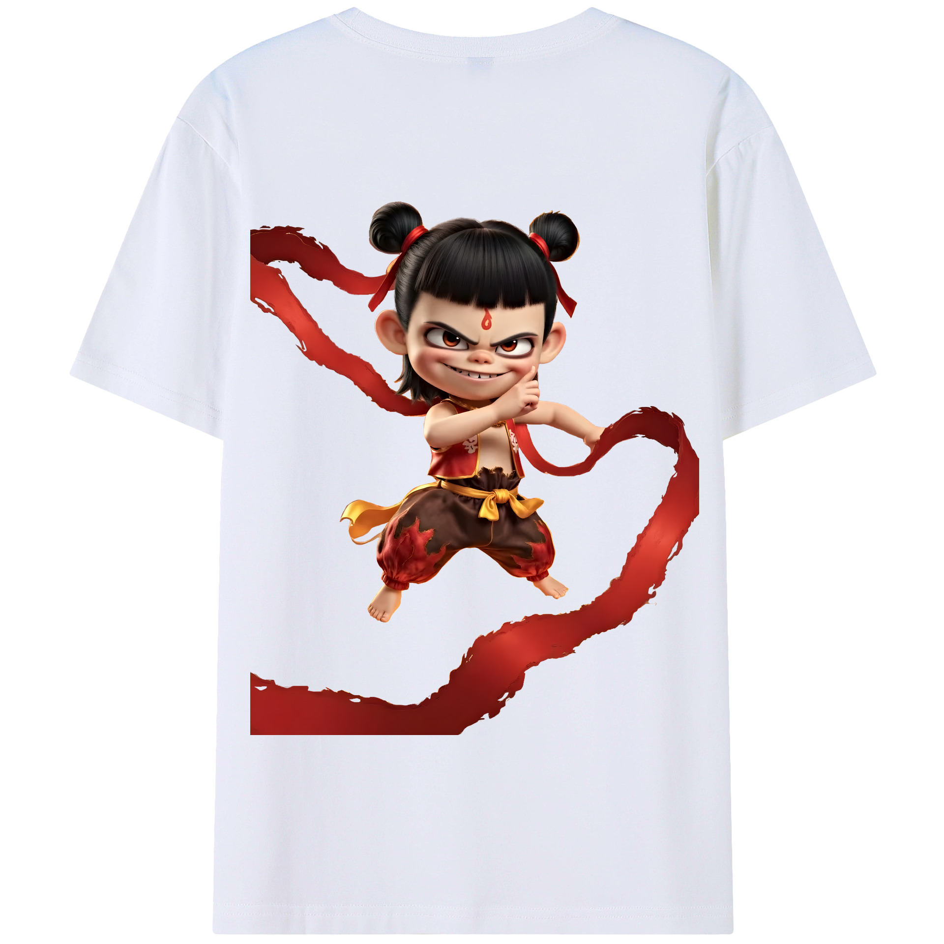 （画像用） Ne Zha 2 ナタ 魔童の大暴れ 綿100％半袖Tシャツ（背面プリント）