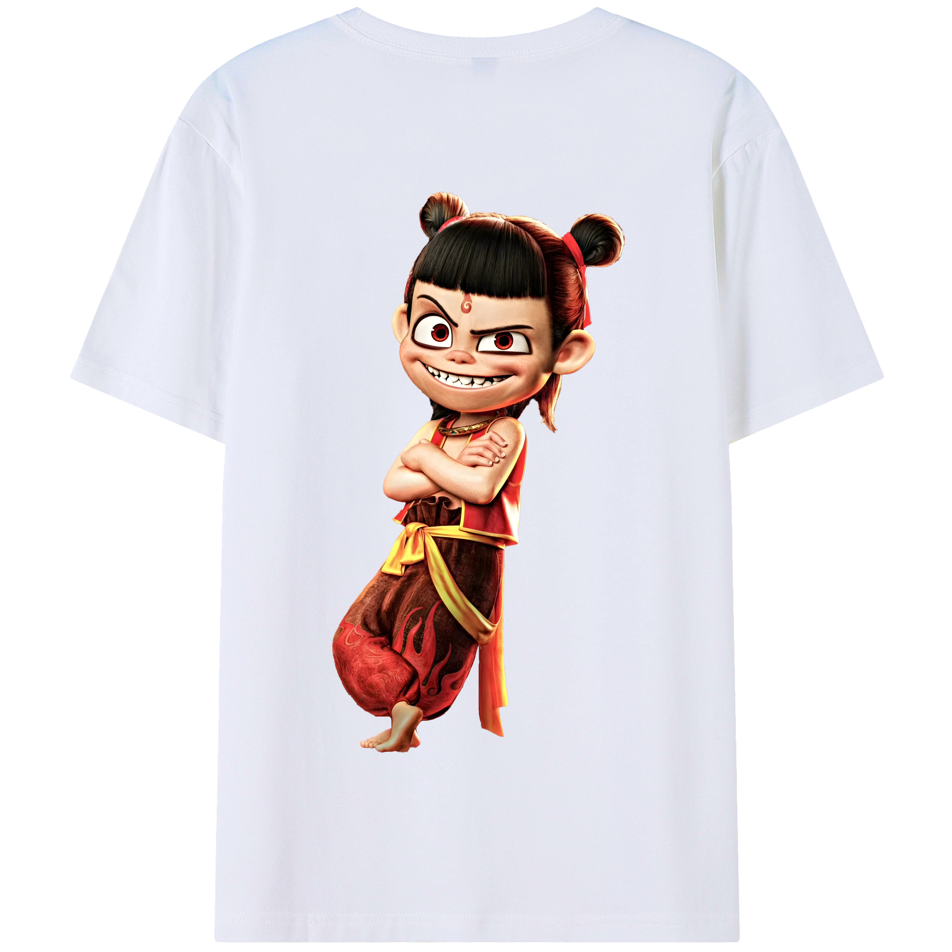 （画像用） Ne Zha 2 ナタ 魔童の大暴れ 綿100％半袖Tシャツ（背面プリント）