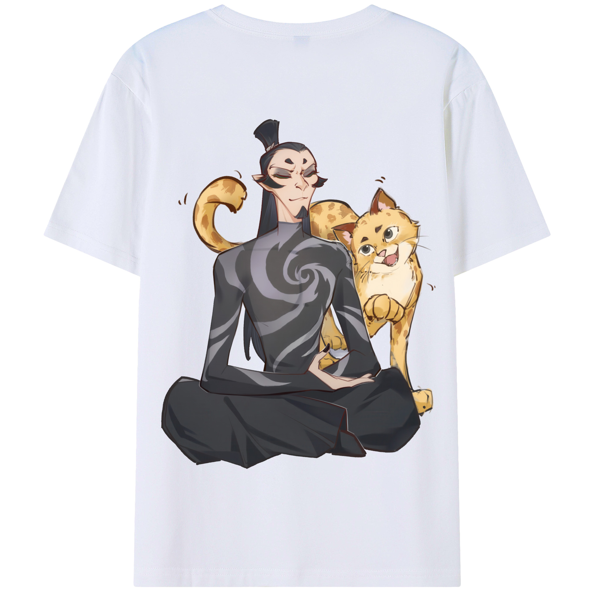 （画像用） Ne Zha 2 ナタ 魔童の大暴れ 綿100％半袖Tシャツ（背面プリント）