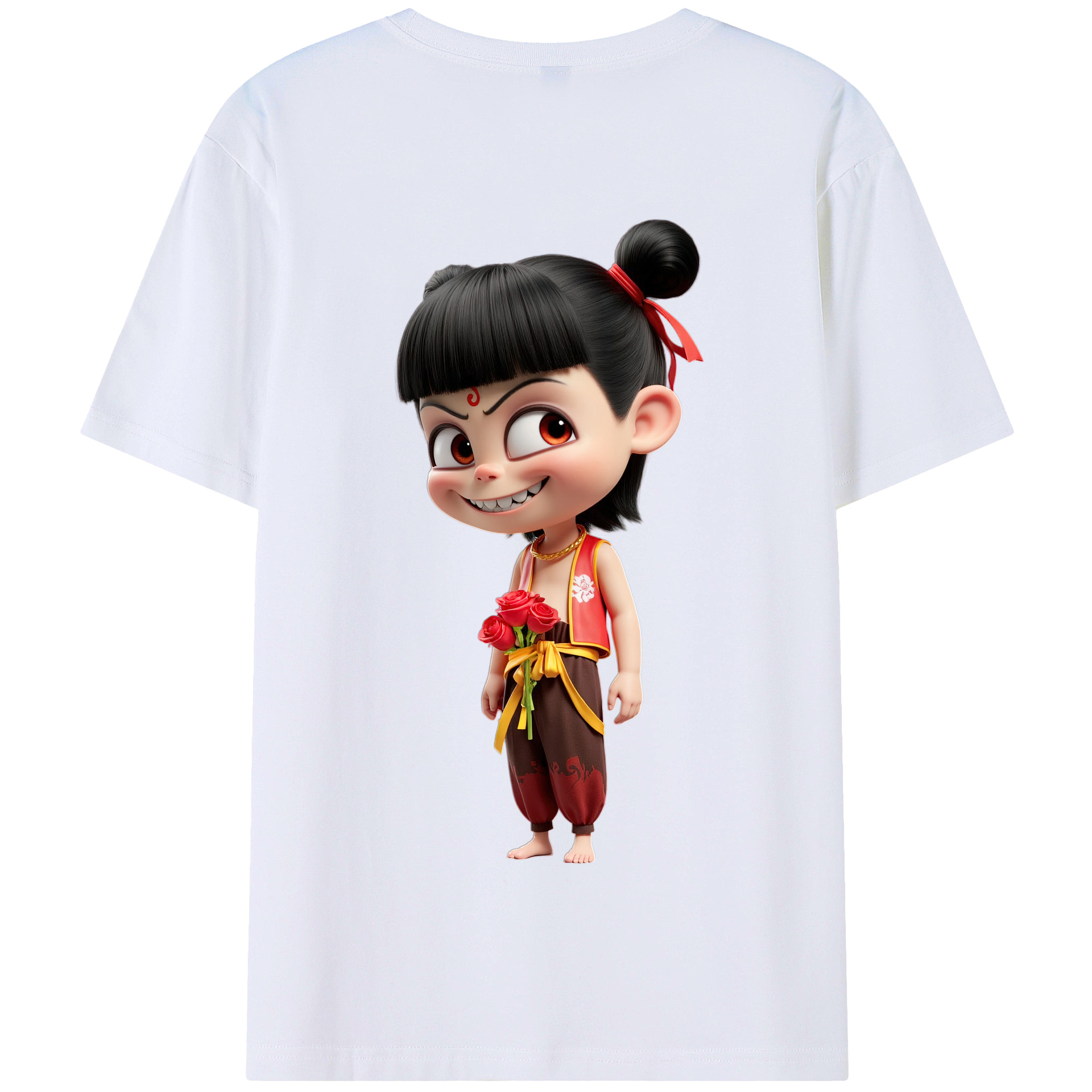 （画像用） Ne Zha 2 ナタ 魔童の大暴れ 綿100％半袖Tシャツ（背面プリント）
