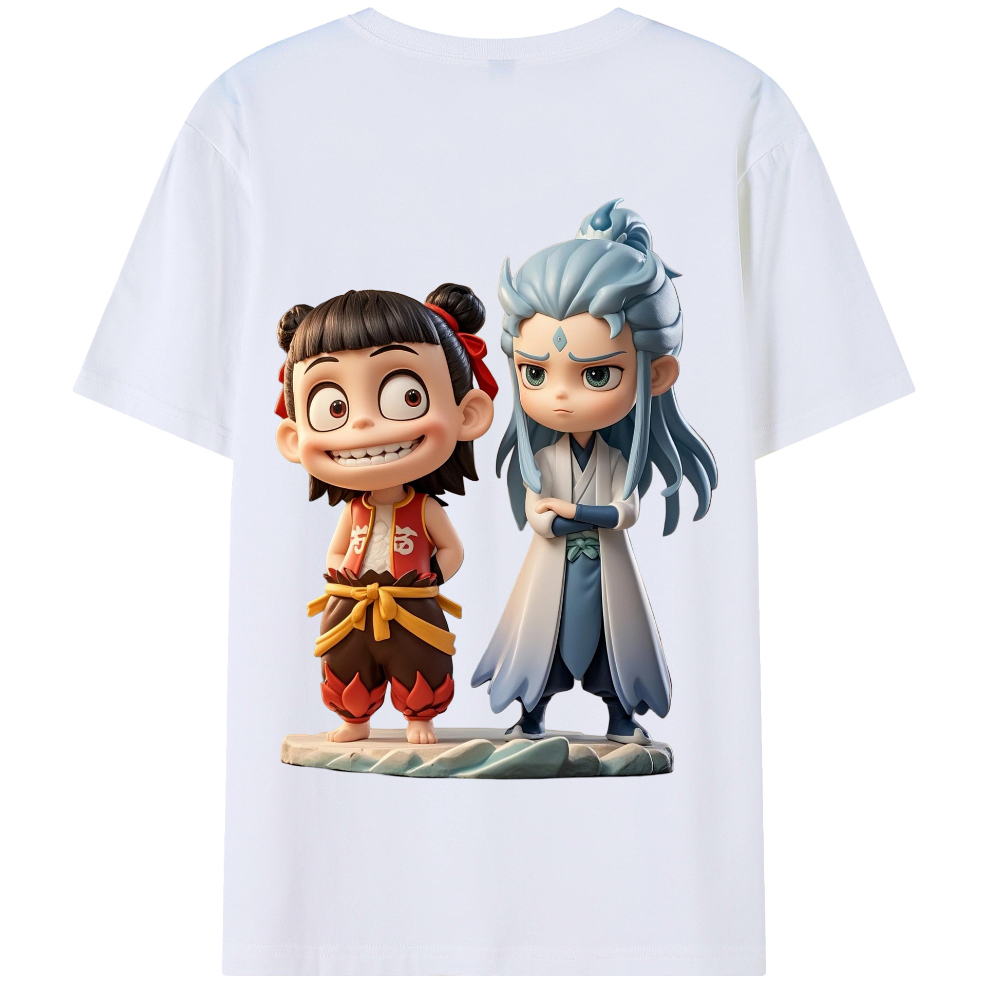 （画像用） Ne Zha 2 ナタ 魔童の大暴れ 綿100％半袖Tシャツ（背面プリント）