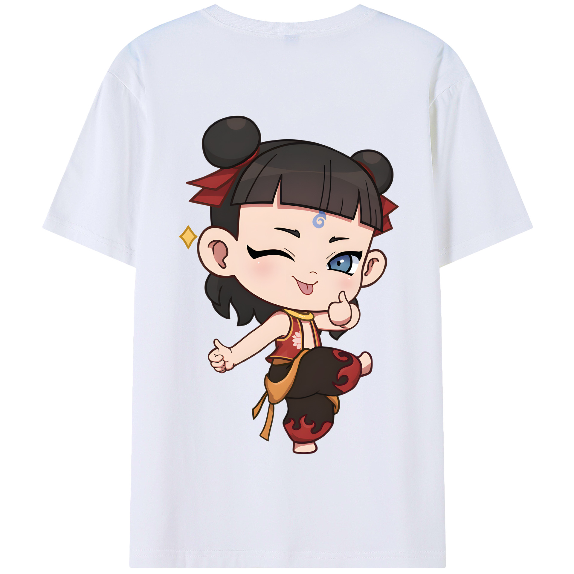 （画像用） Ne Zha 2 ナタ 魔童の大暴れ 綿100％半袖Tシャツ（背面プリント）